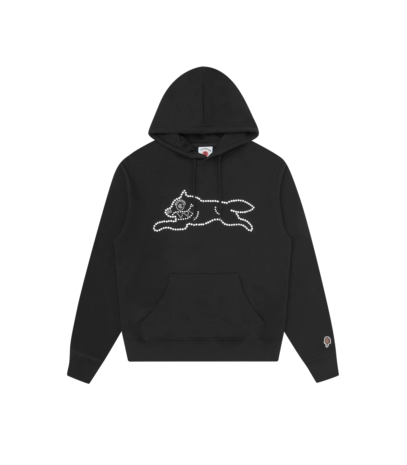 CRYSTAL RUNNING DOG POPOVER HOOD - BLACK