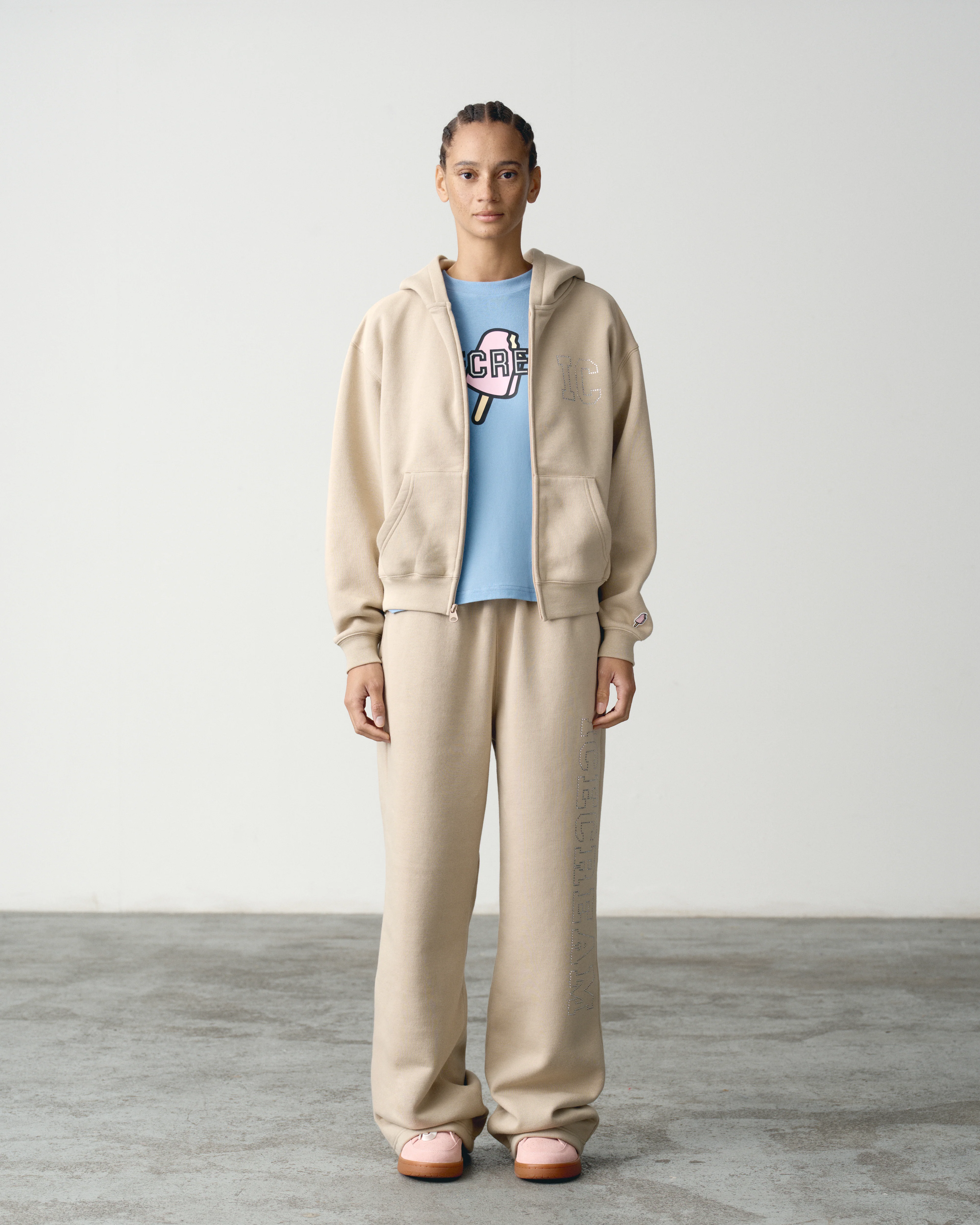 CRYSTAL STRAIGHT LEG SWEATPANTS - SAND - Image 3