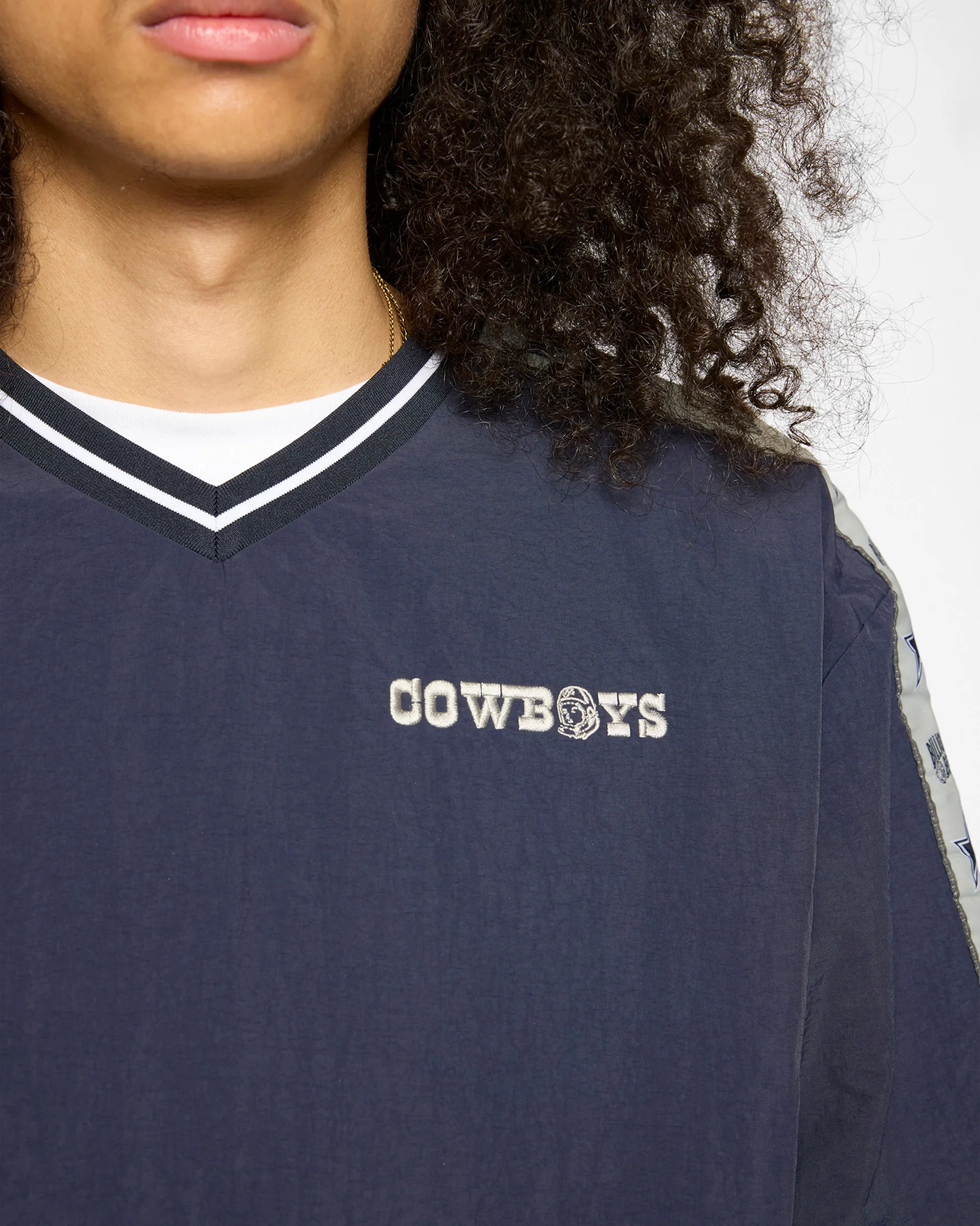 DALLAS COWBOYS WINDBREAKER V-NECK TOP - NAVY - Image 4