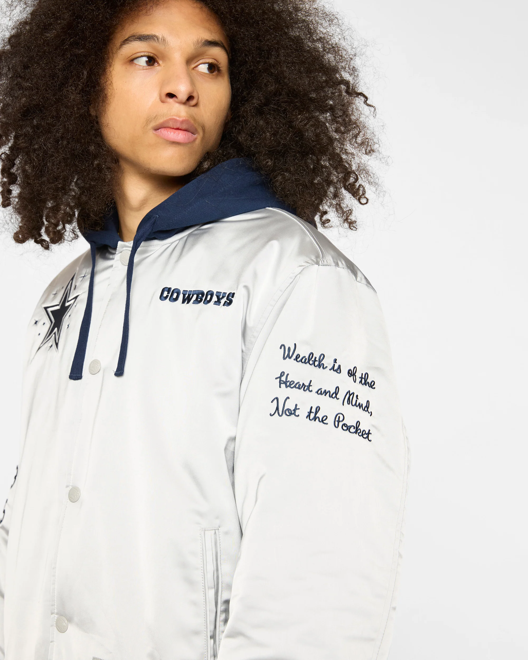 DALLAS COWBOYS SATIN JACKET - GREY - Image 5
