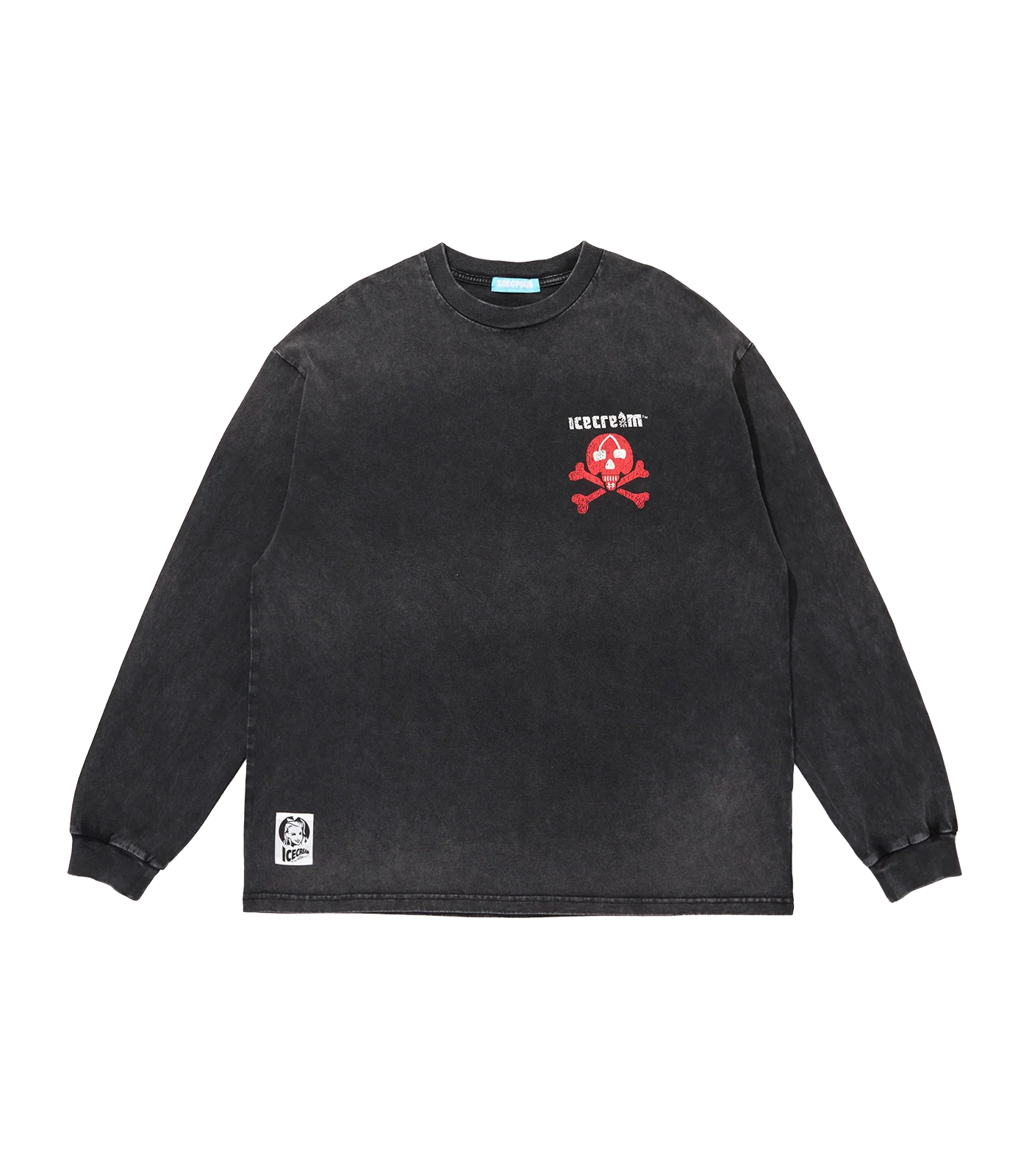 DAMAGED ICECREAM L/S T-SHIRT - BLACK