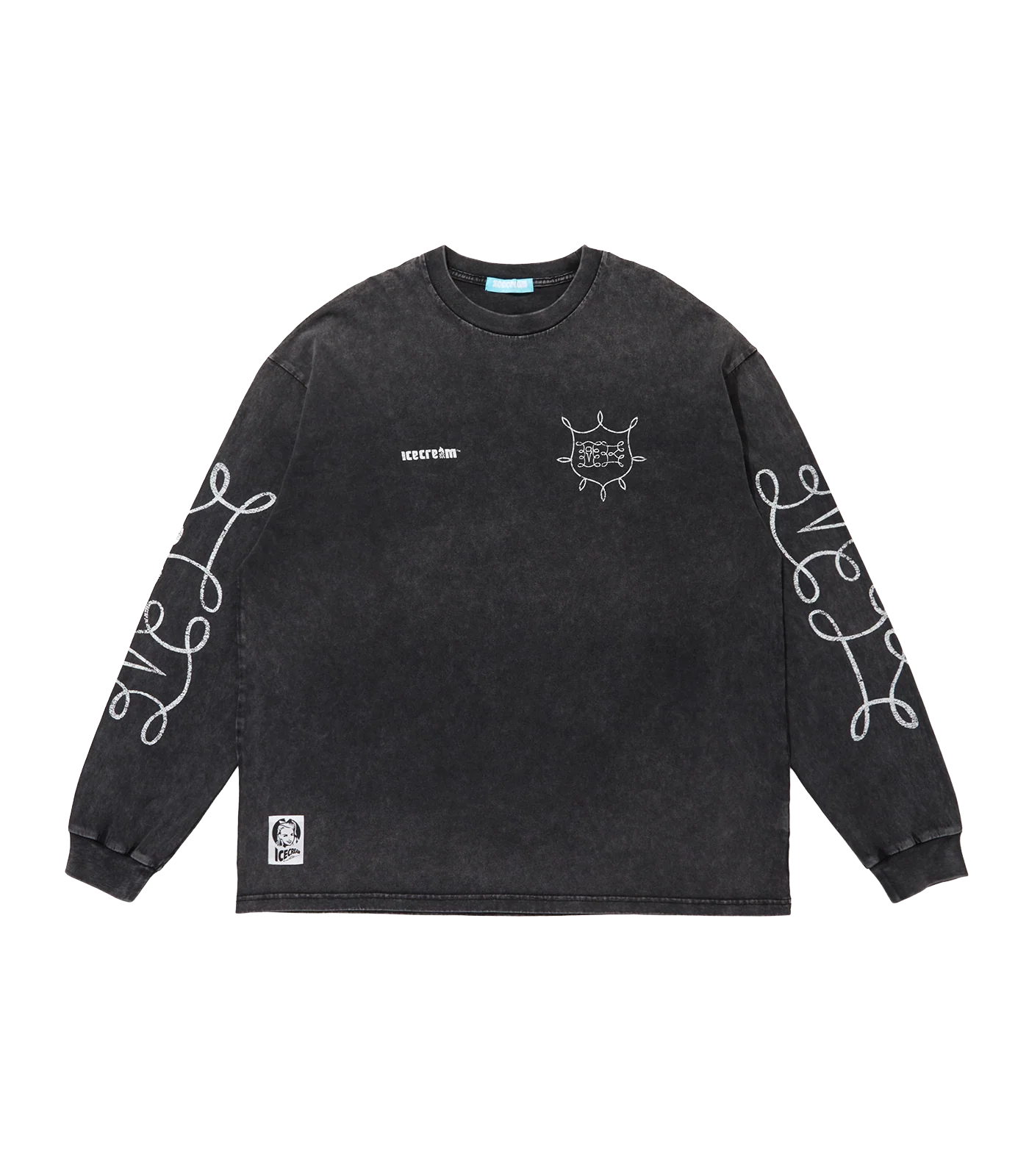 DAMAGED  ICECREAM L/S T-SHIRT - BLACK
