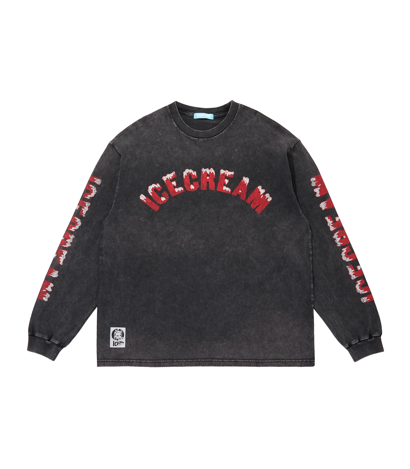 RUNNING DOG DAMAGED L/S T-SHIRT - BLACK