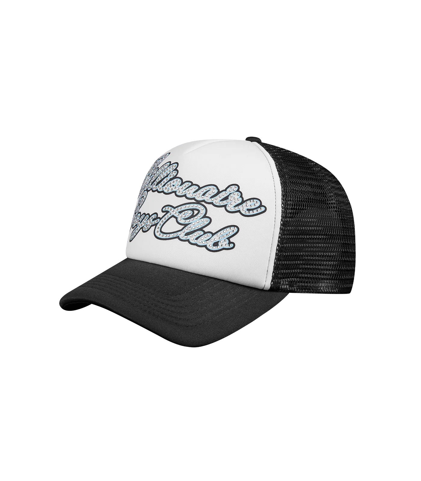 DIAMOND SCRIPT TRUCKER CAP - BLACK/WHITE