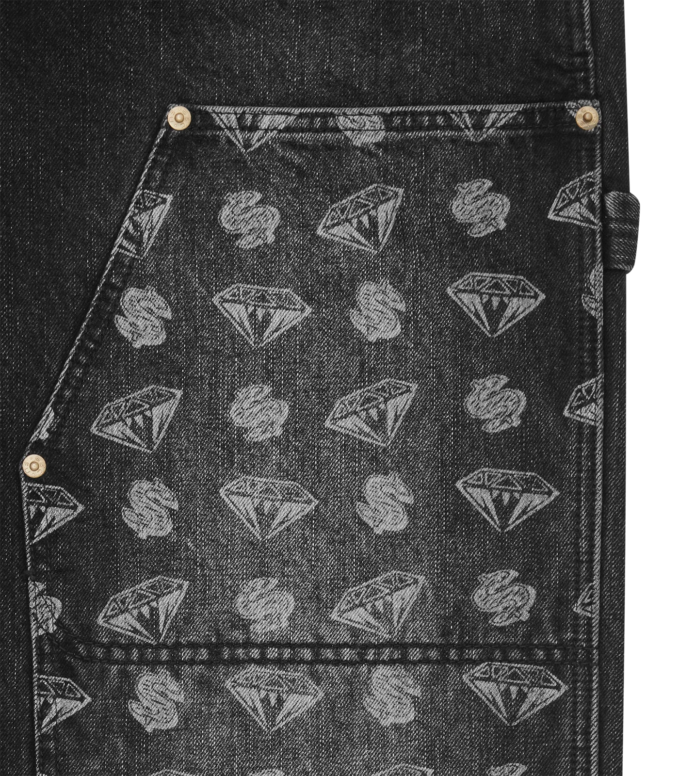 DIAMONDS & DOLLARS DENIM CARPENTER PANTS - BLACK - Image 5