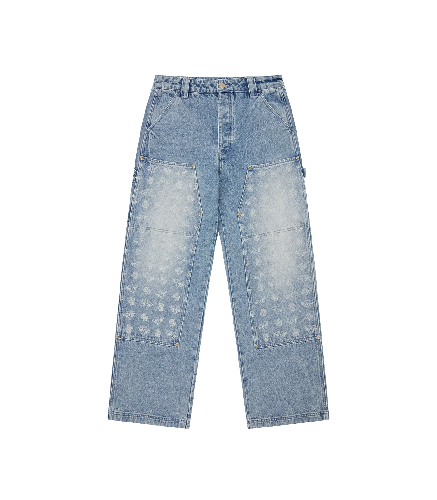 DIAMONDS & DOLLARS DENIM CARPENTER PANTS - LIGHT WASH BLUE