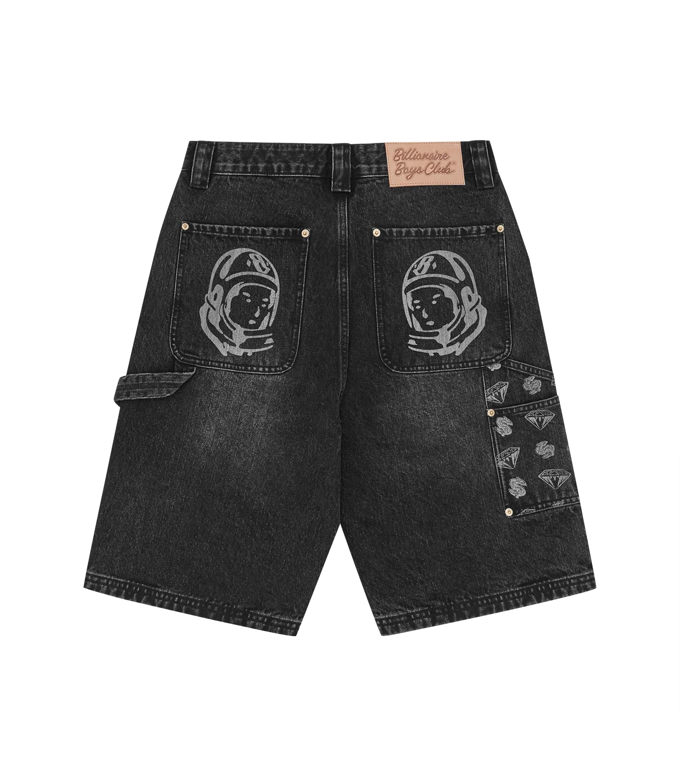 DIAMONDS & DOLLARS DENIM CARPENTER SHORTS - BLACK - Image 2