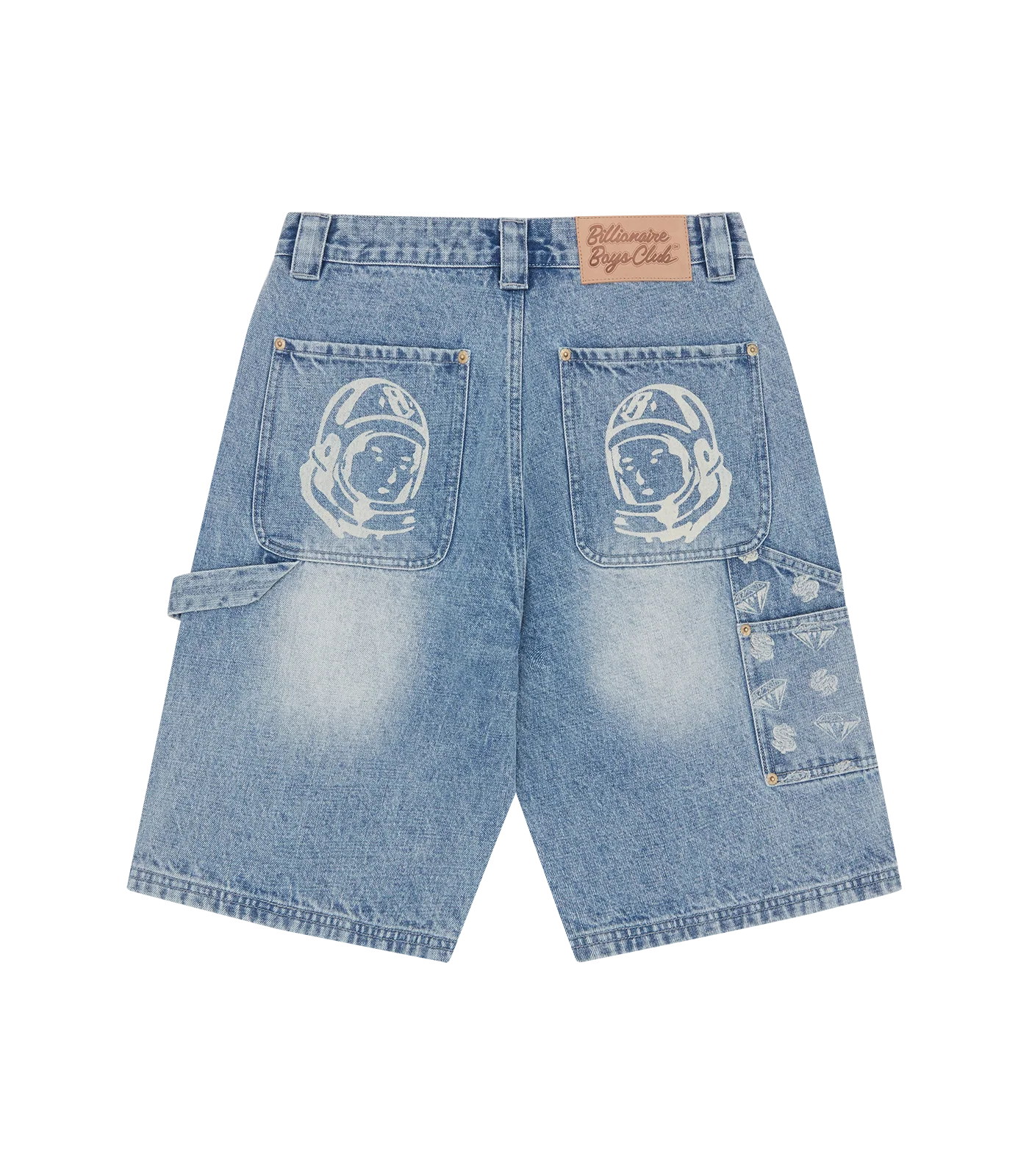 DIAMONDS & DOLLARS DENIM CARPENTER SHORTS - LIGHT WASH BLUE - Image 2