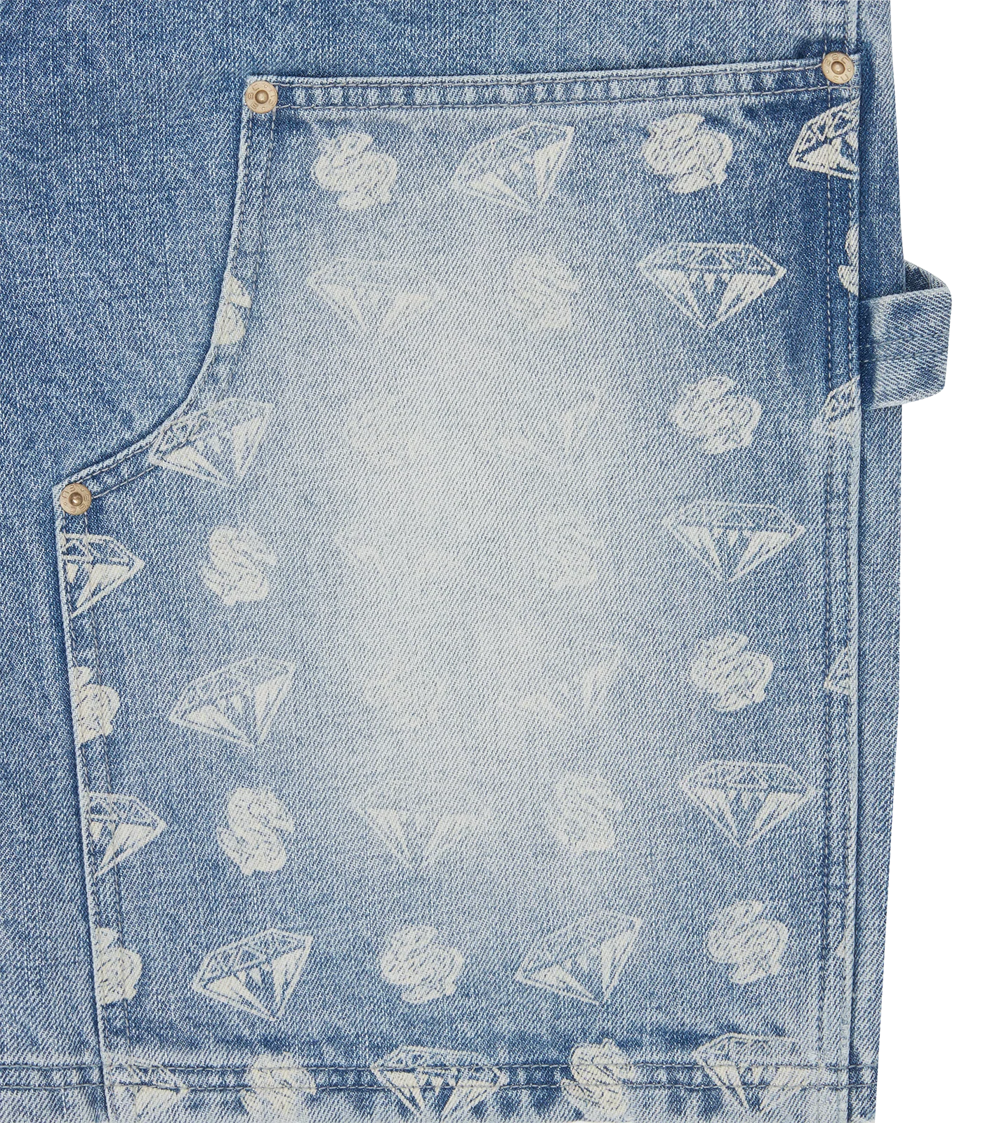 DIAMONDS & DOLLARS DENIM CARPENTER SHORTS - LIGHT WASH BLUE - Image 5