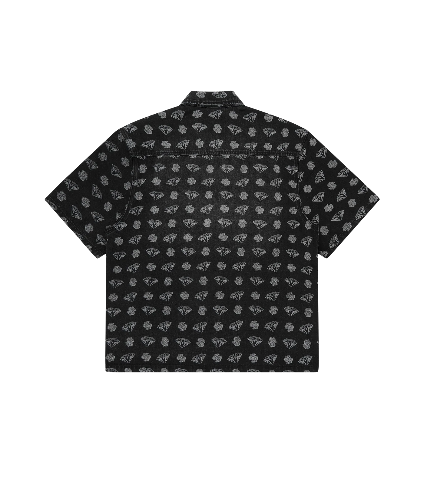DIAMONDS & DOLLARS OVERSIZED SS DENIM SHIRT - BLACK - Image 2