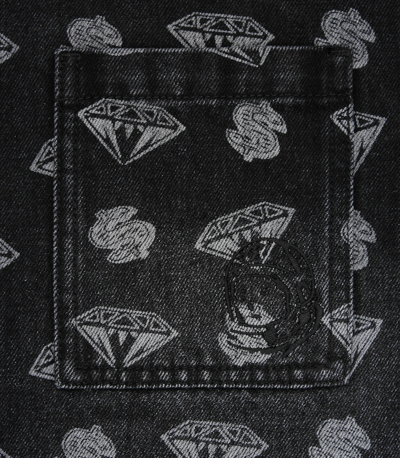 DIAMONDS & DOLLARS OVERSIZED SS DENIM SHIRT - BLACK - Image 4
