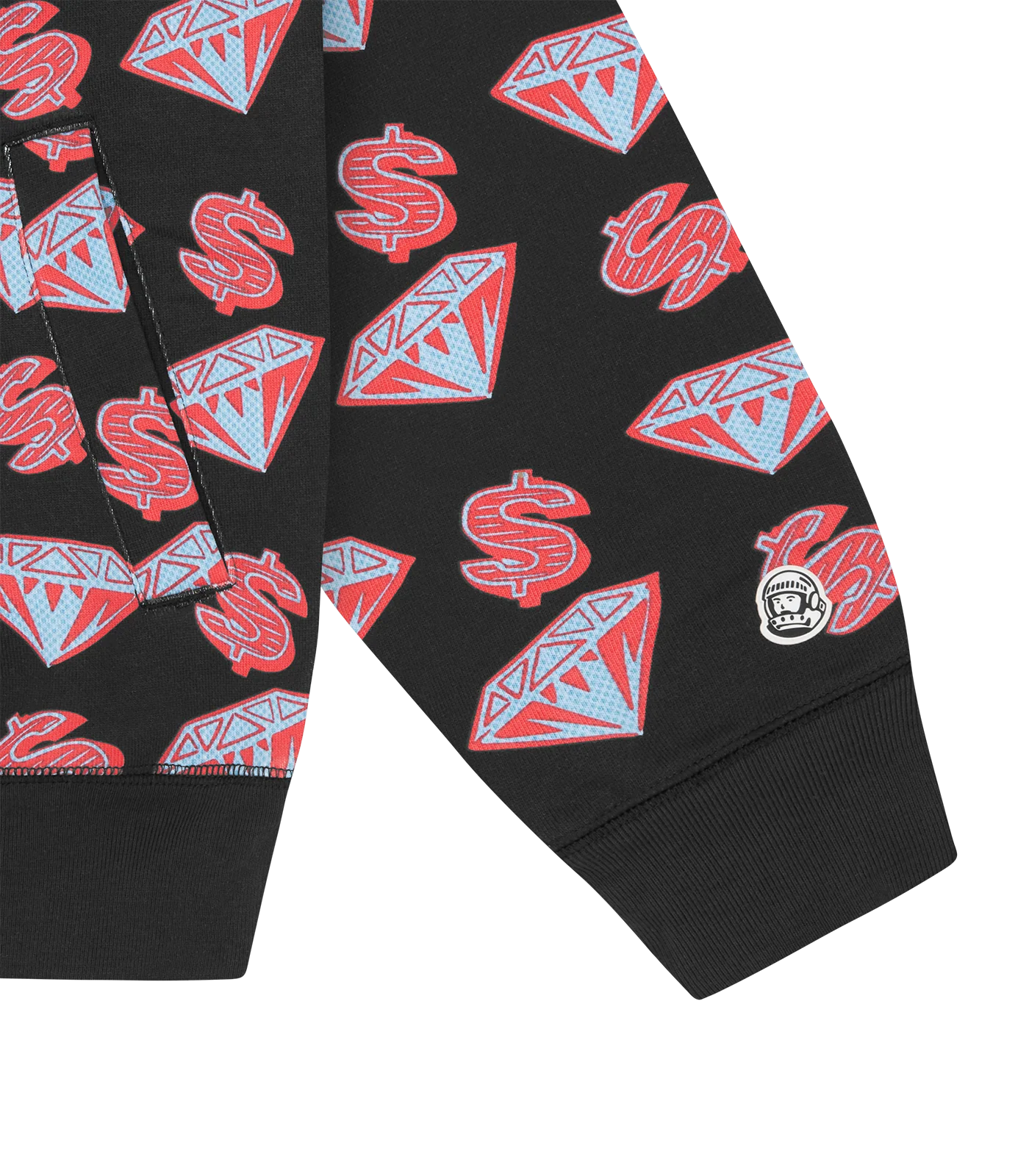DIAMONDS & DOLLARS ZIP THROUGH HOOD - BLACK - Image 3