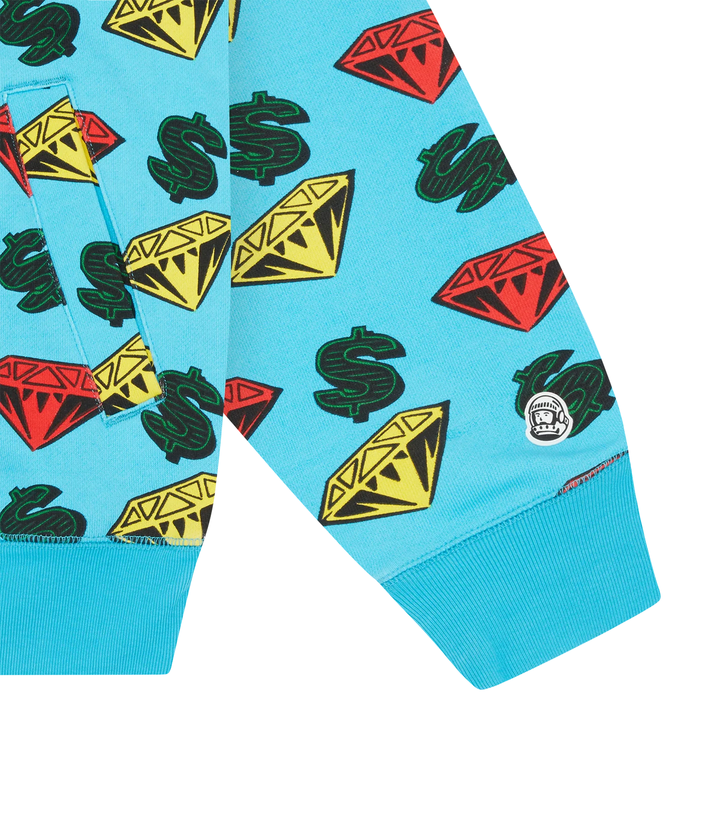 DIAMONDS & DOLLARS ZIP THROUGH HOOD - BLUE - Image 3