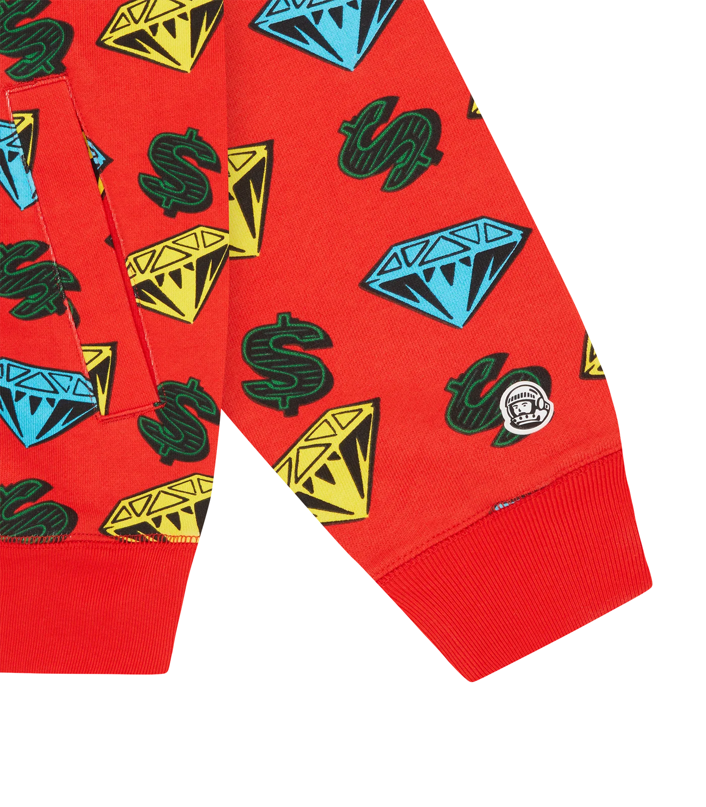 DIAMONDS & DOLLARS ZIP THROUGH HOOD - RED - Image 3