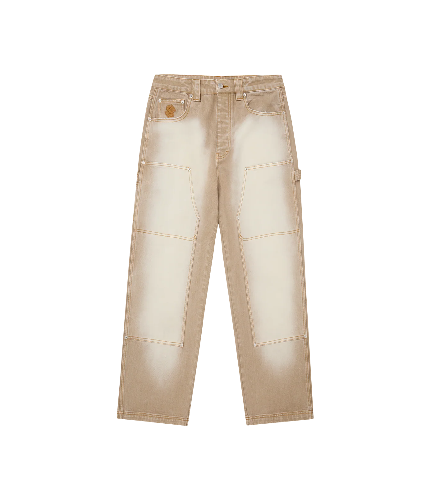 DISTRESSED ASTRO DENIM CARPENTER PANTS - SAND WASH
