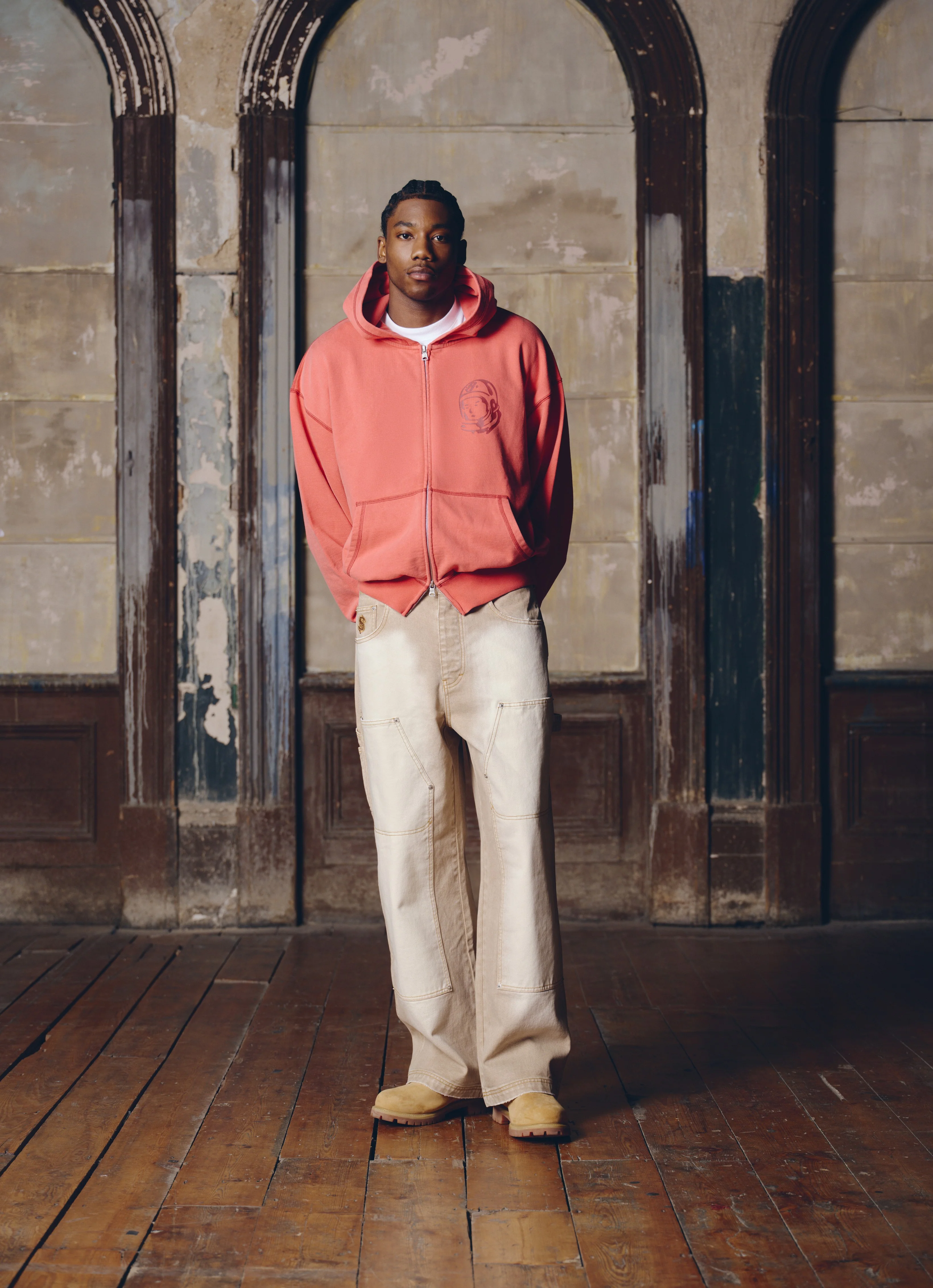 OVERSIZED COLLEGE ZIP THROUGH HOOD - RED - Image 2
