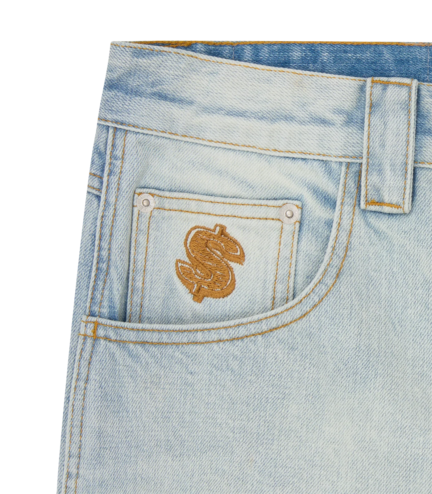 DISTRESSED ASTRO DENIM CARPENTER SHORTS - LIGHT WASH BLUE - Image 4