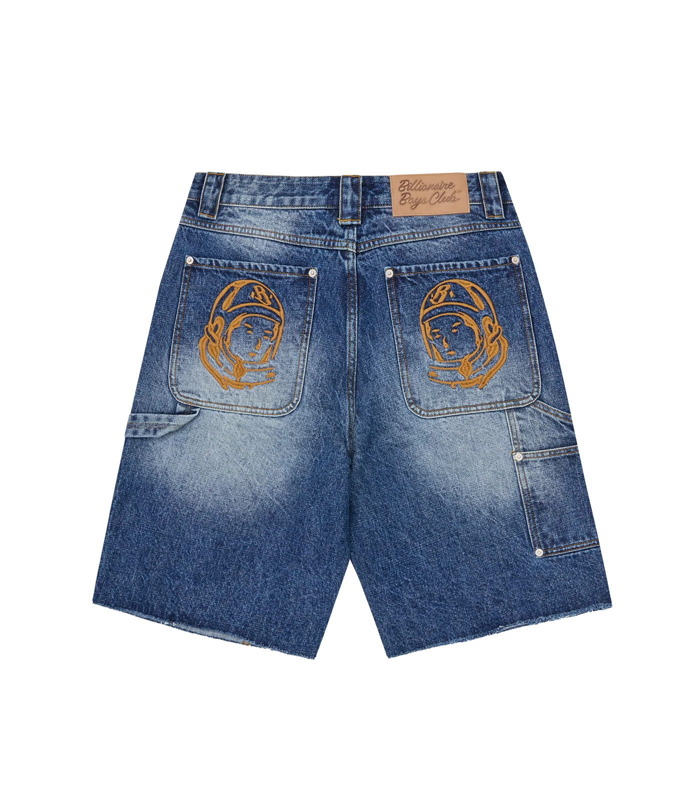 DISTRESSED ASTRO DENIM CARPENTER SHORTS - MID WASH BLUE - Image 4
