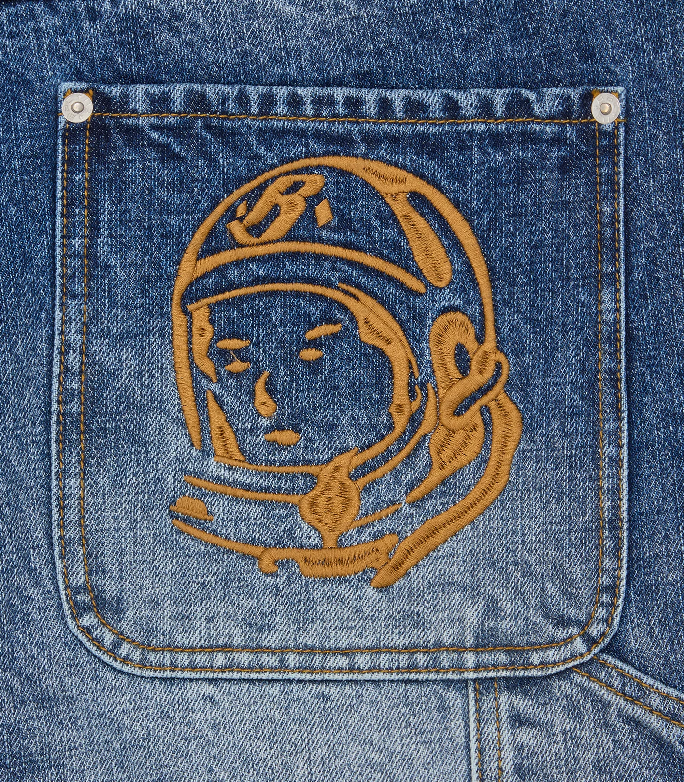 DISTRESSED ASTRO DENIM CARPENTER SHORTS - MID WASH BLUE - Image 6