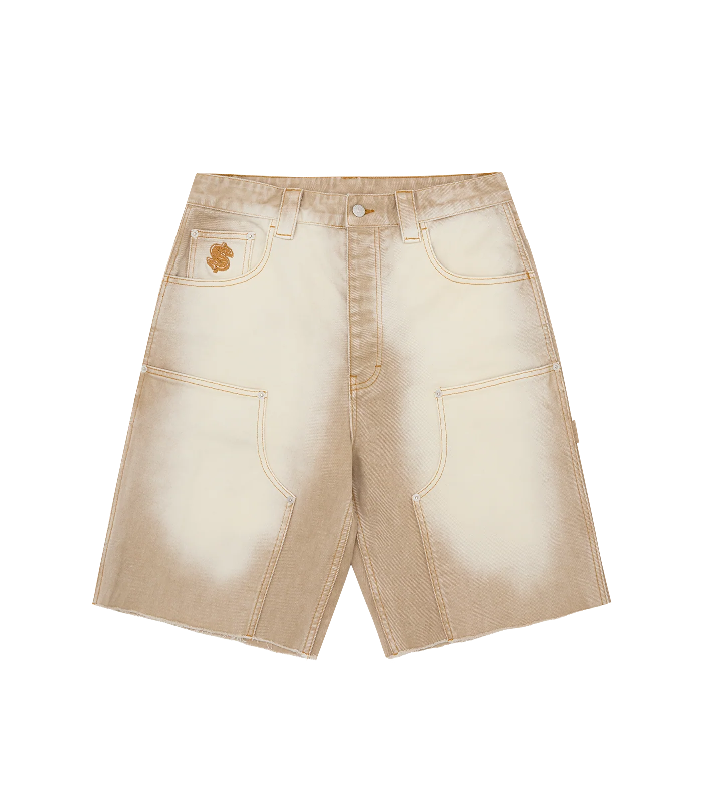 DISTRESSED ASTRO DENIM CARPENTER SHORTS - SAND WASH