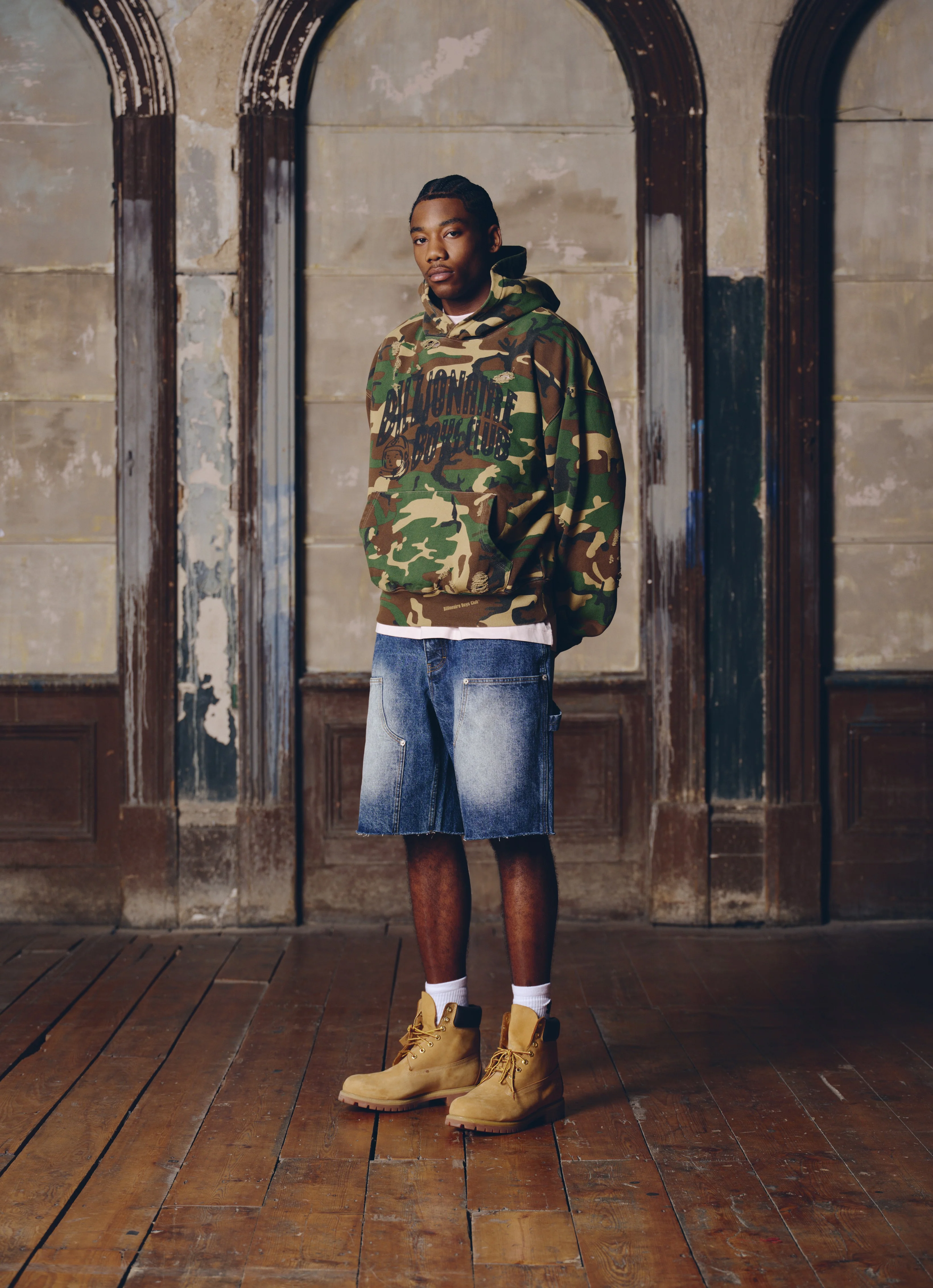 DISTRESSED CAMO OVERSIZED POPOVER HOOD - CAMO - Image 2