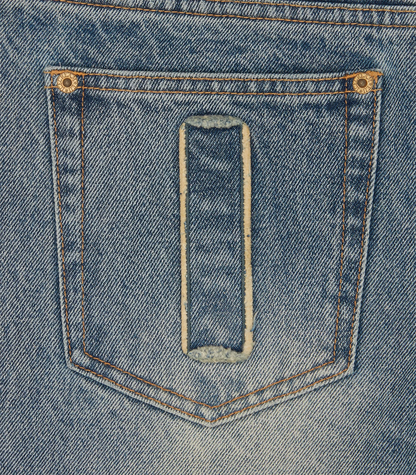 DISTRESSED APPLIQUE RUNNING DOG DENIM PANTS - VINTAGE WASH - Image 7