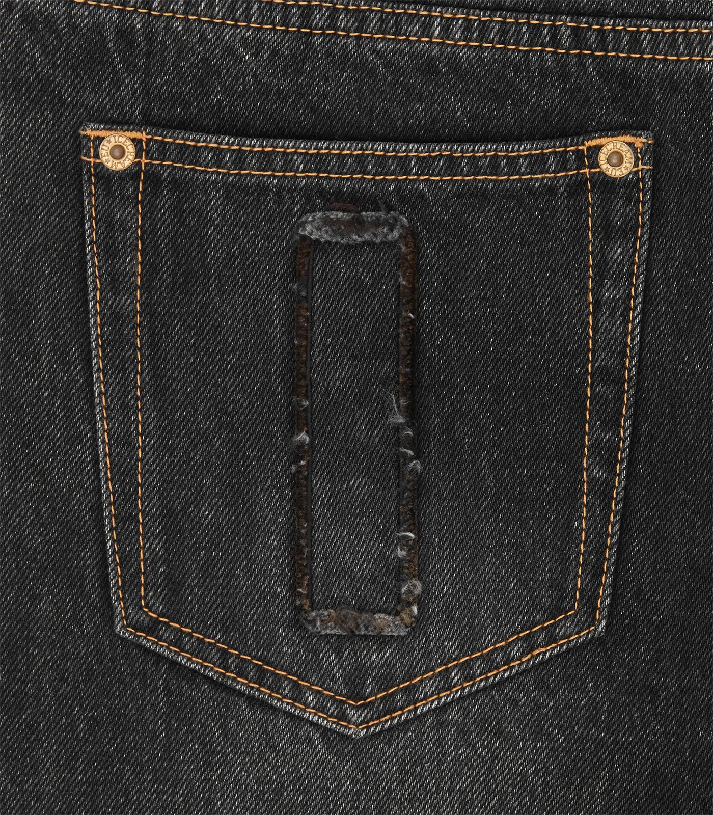 DISTRESSED APPLIQUE RUNNING DOG DENIM PANTS - WASHED BLACK - Image 6