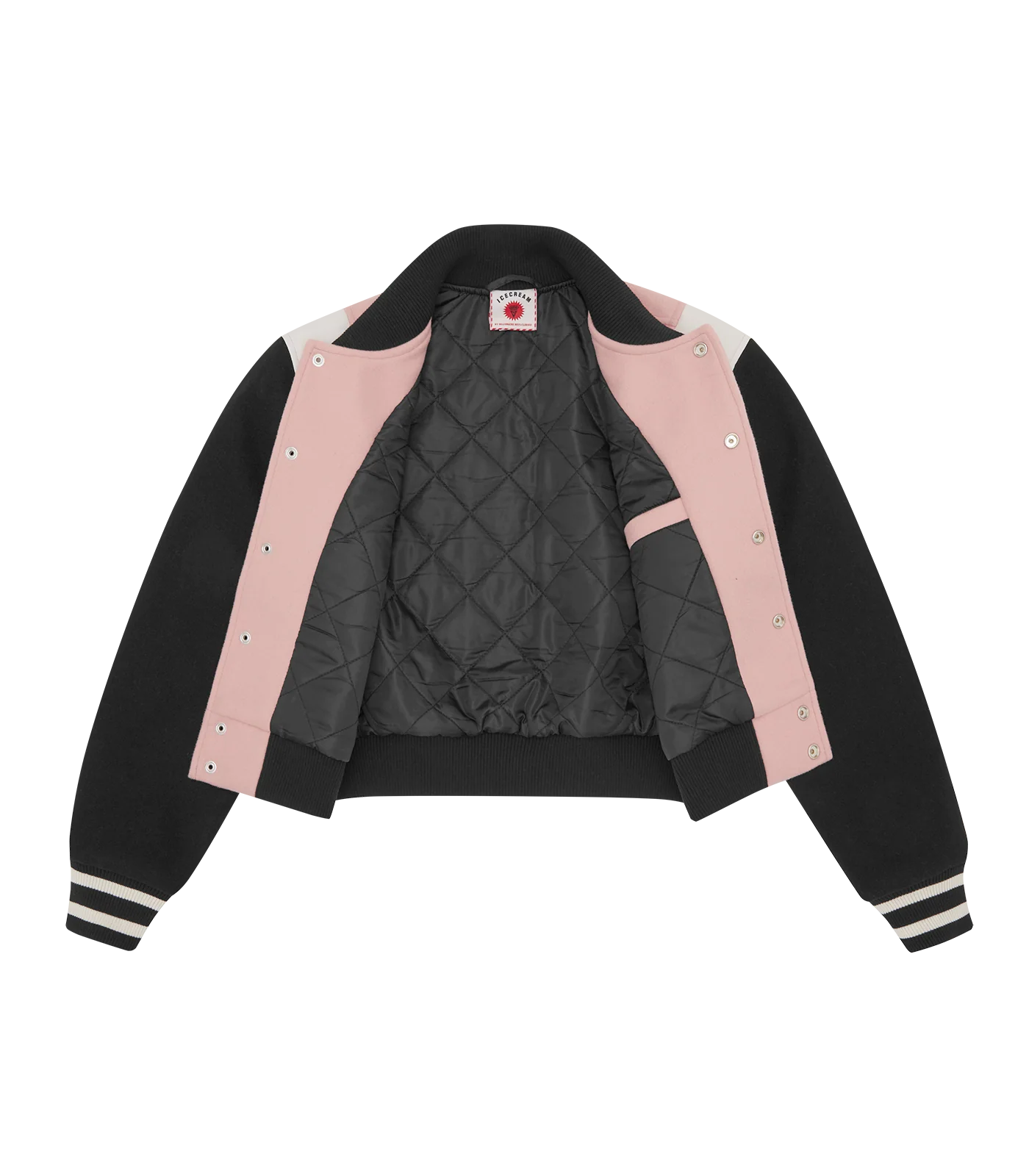 DRIPPY CROPPED VARSITY JACKET - PINK - Image 4