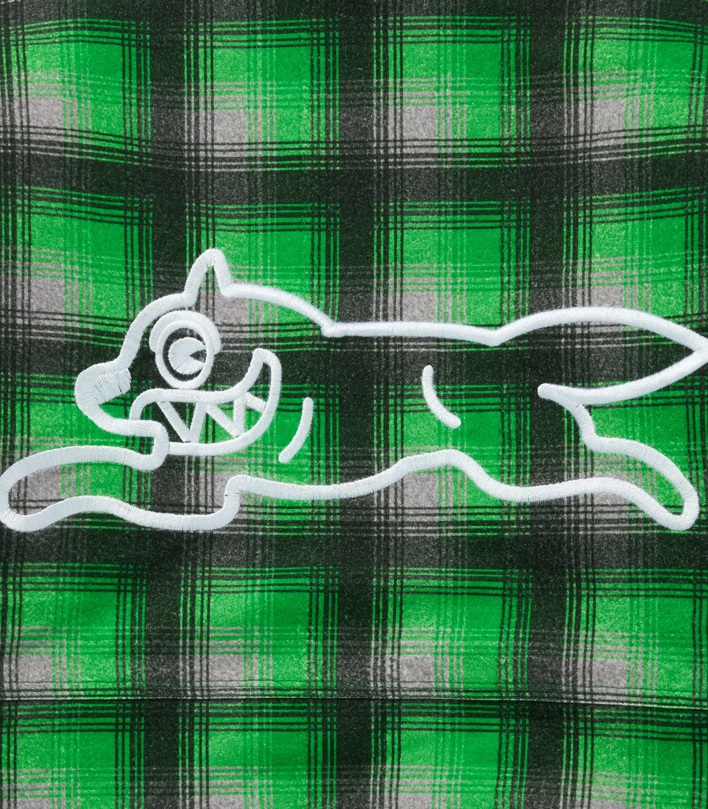 EMBROIDERED LOGO BUGGY FLANNEL CHECK JACKET - GREY/GREEN - Image 4