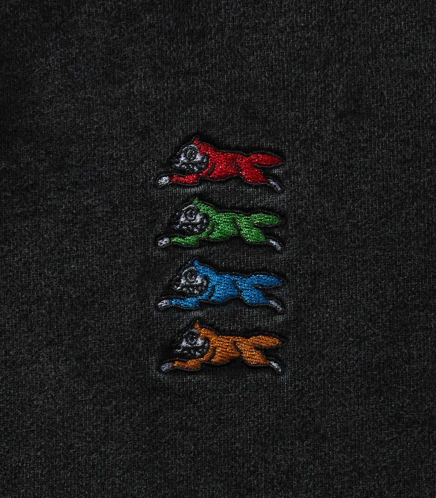 EMBROIDERED LOGO DAMAGED QUARTER ZIP SWEATSHIRT - BLACK - Image 3