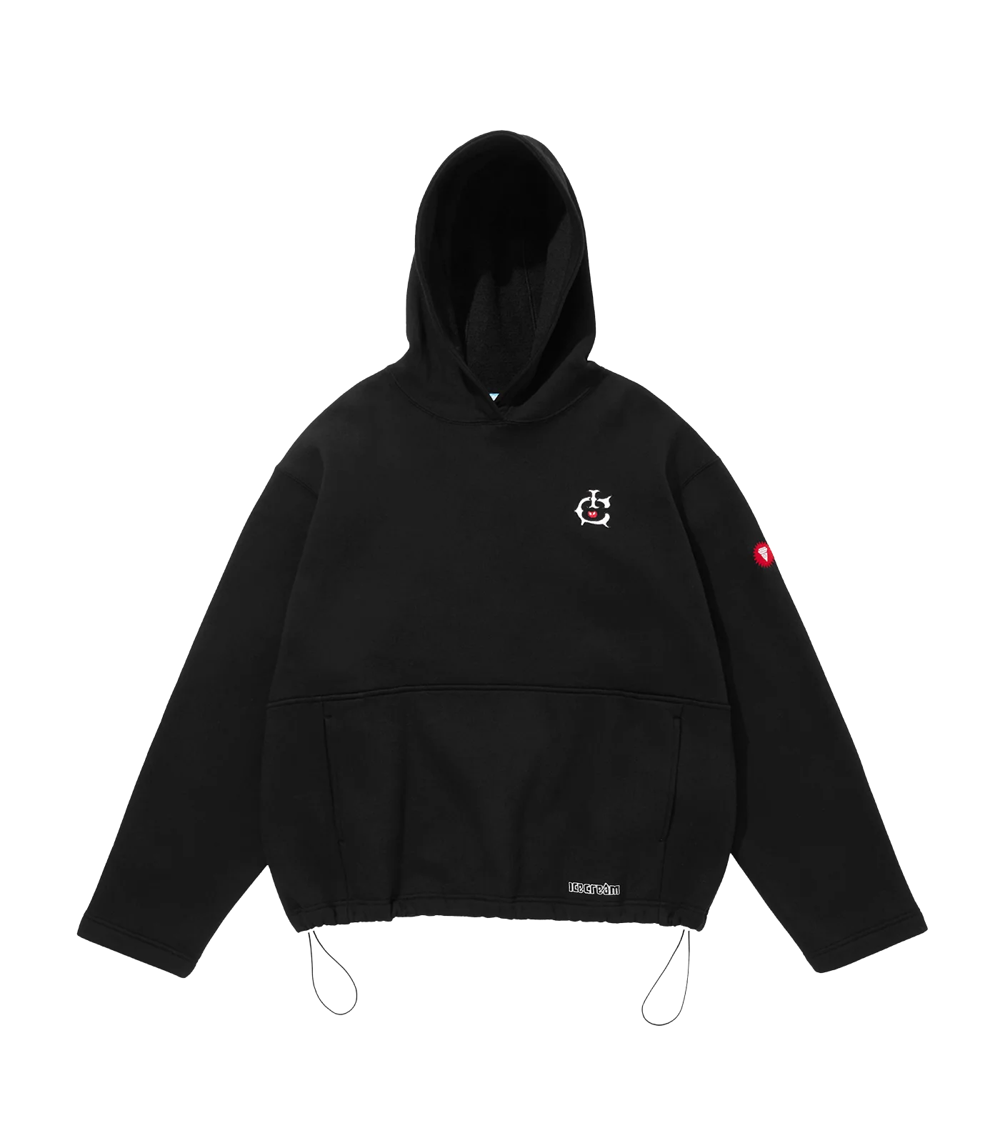 EMBROIDERED RUNNING DOG HOODIE - BLACK