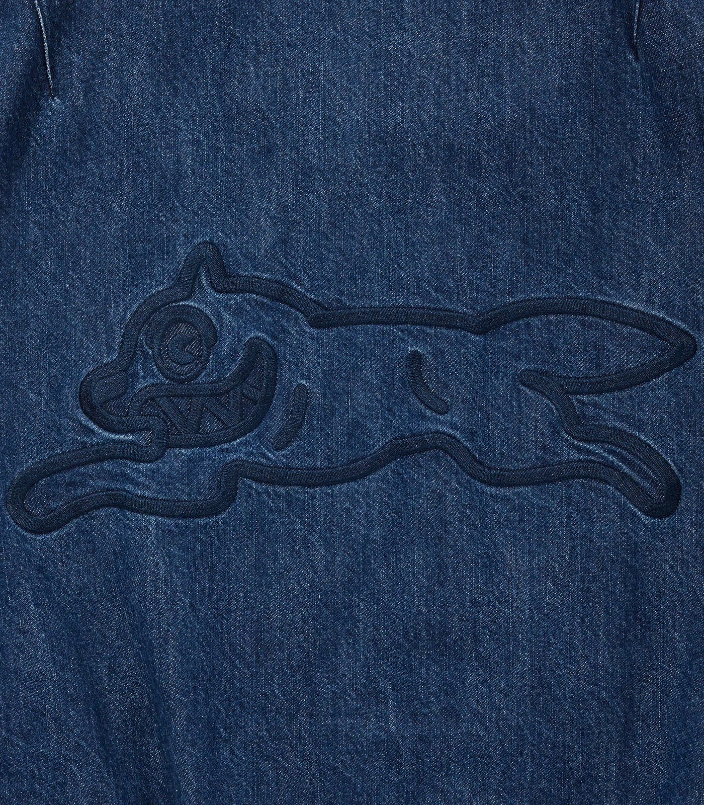 EMBROIDERED RUNNING DOG WASHED DENIM ZIP UP JACKET - BLUE - Image 4