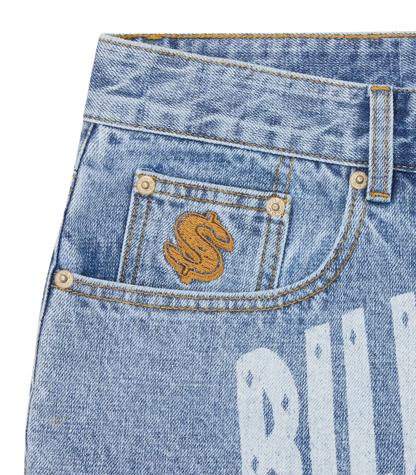 FADED ARCH LOGO DENIM SHORTS - LIGHT WASH BLUE - Image 5
