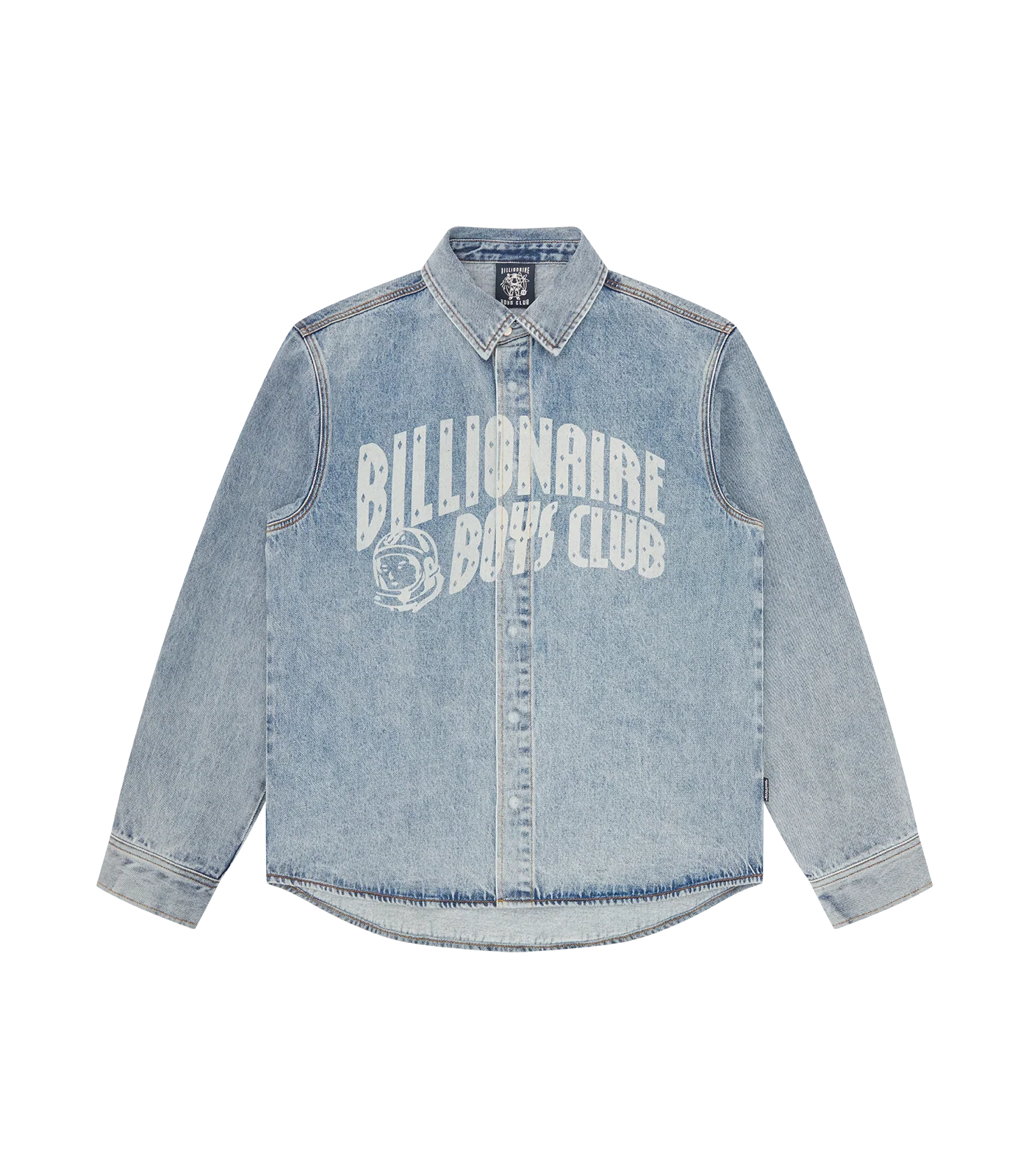 FADED ARCH LOGO L/S DENIM SHIRT - LIGHT WASH BLUE