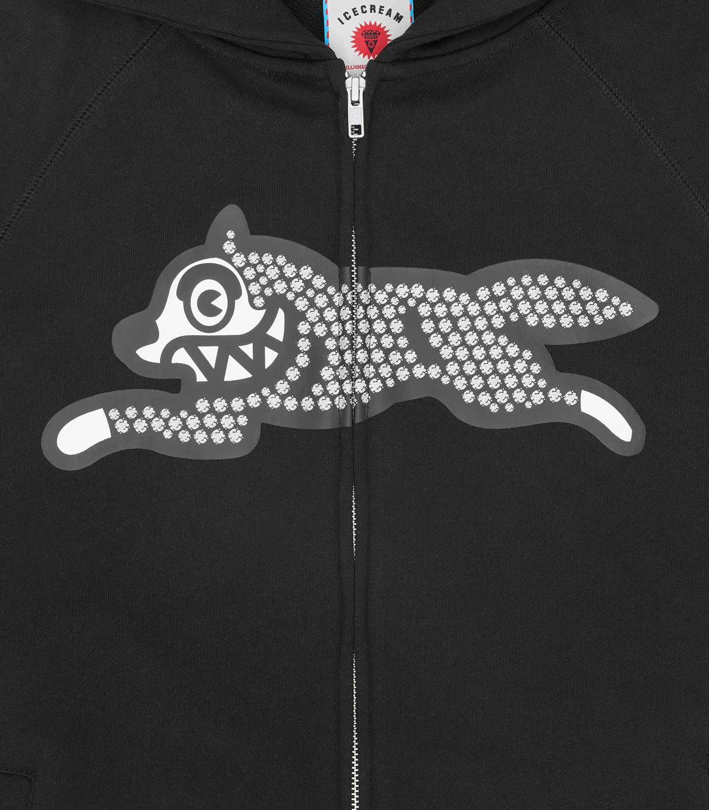 GLITTER RUNNING DOG ZIP THROUGH HOOD - BLACK - Image 5