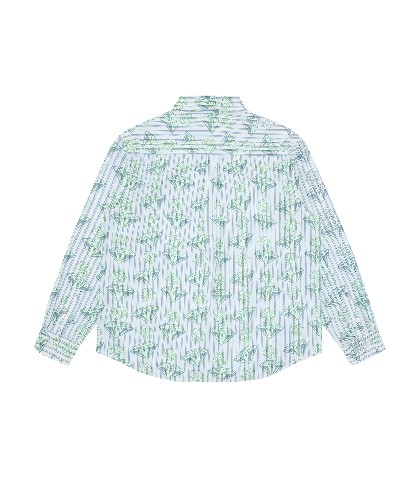 GLOW IN THE DARK DIAMONDS & DOLLARS STRIPED SHIRT - WHITE/BLUE STRIPE - Image 2