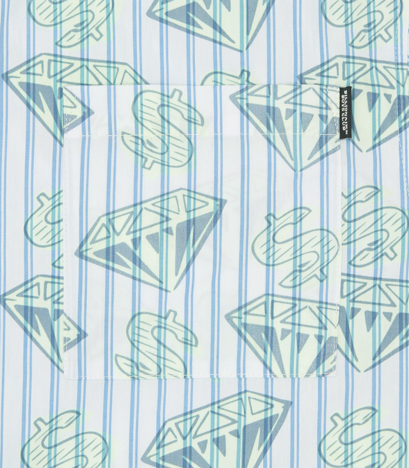GLOW IN THE DARK DIAMONDS & DOLLARS STRIPED SHIRT - WHITE/BLUE STRIPE - Image 4