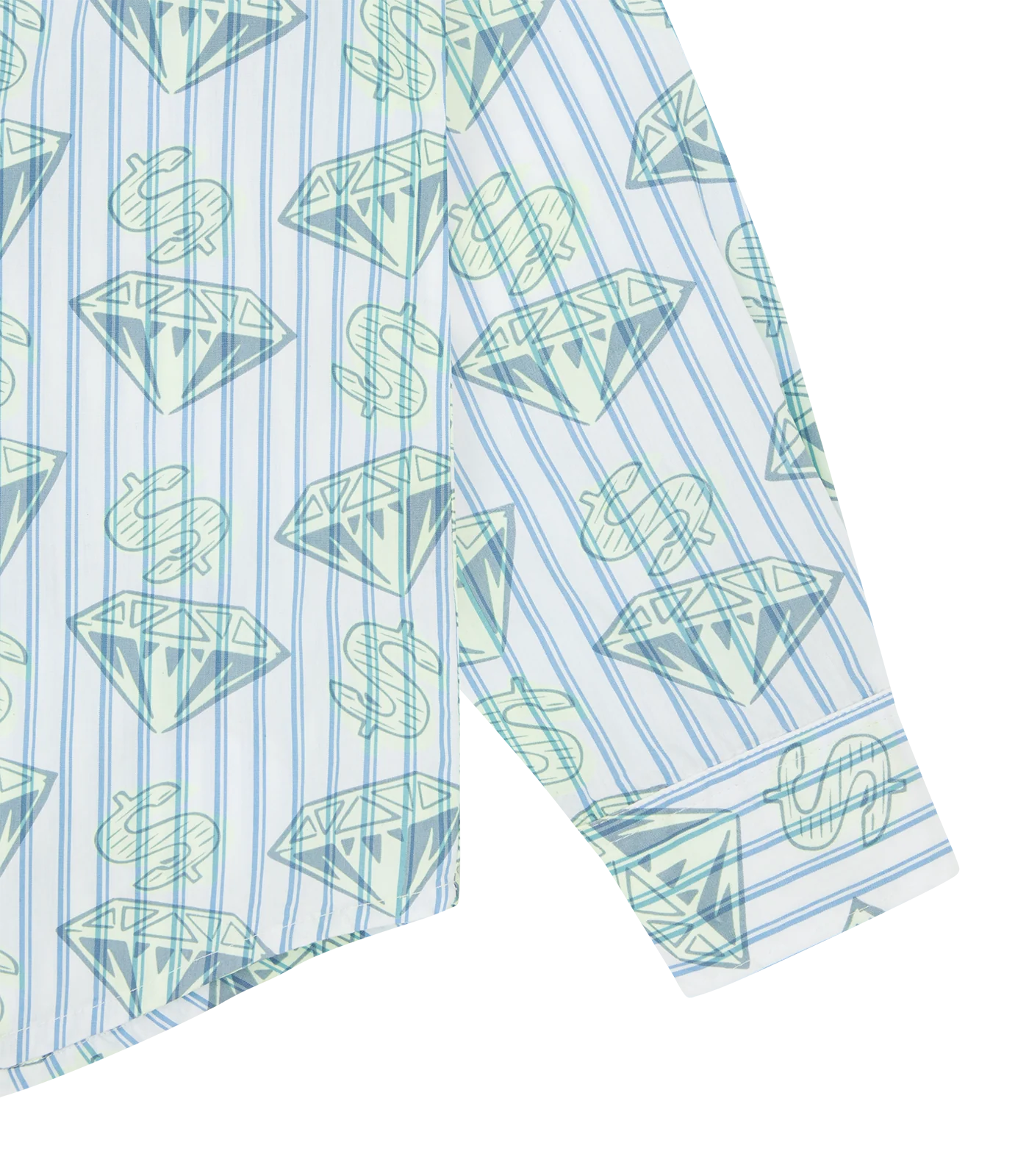GLOW IN THE DARK DIAMONDS & DOLLARS STRIPED SHIRT - WHITE/BLUE STRIPE - Image 5