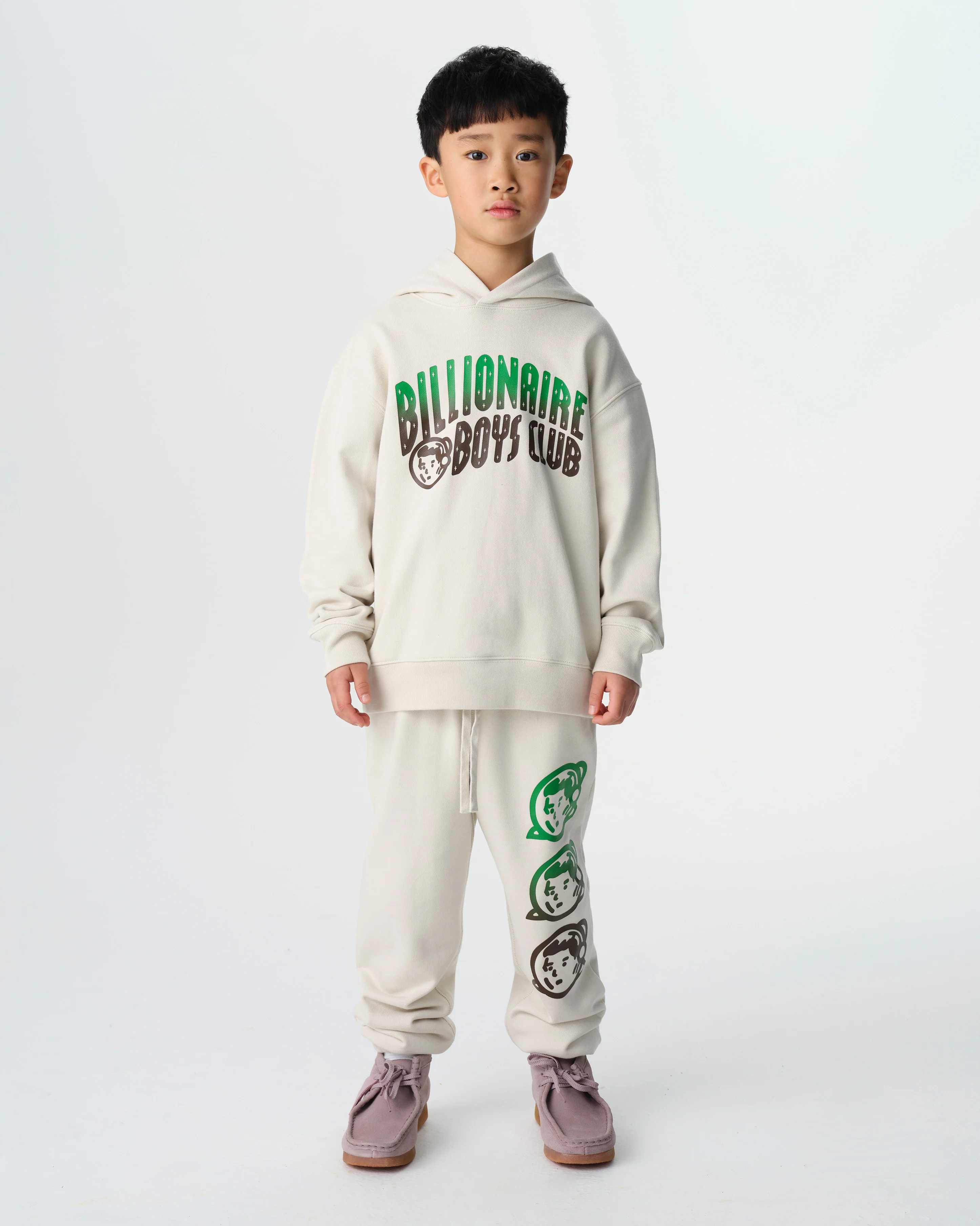 KIDS GRADIENT ARCH LOGO POPOVER HOOD - ECRU - Image 3