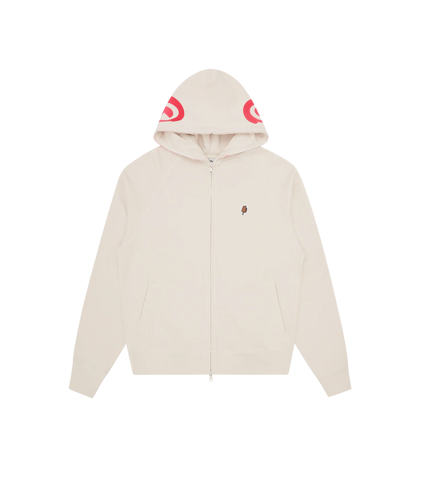 GRADIENT SMILEY ZIP THROUGH HOOD - ECRU