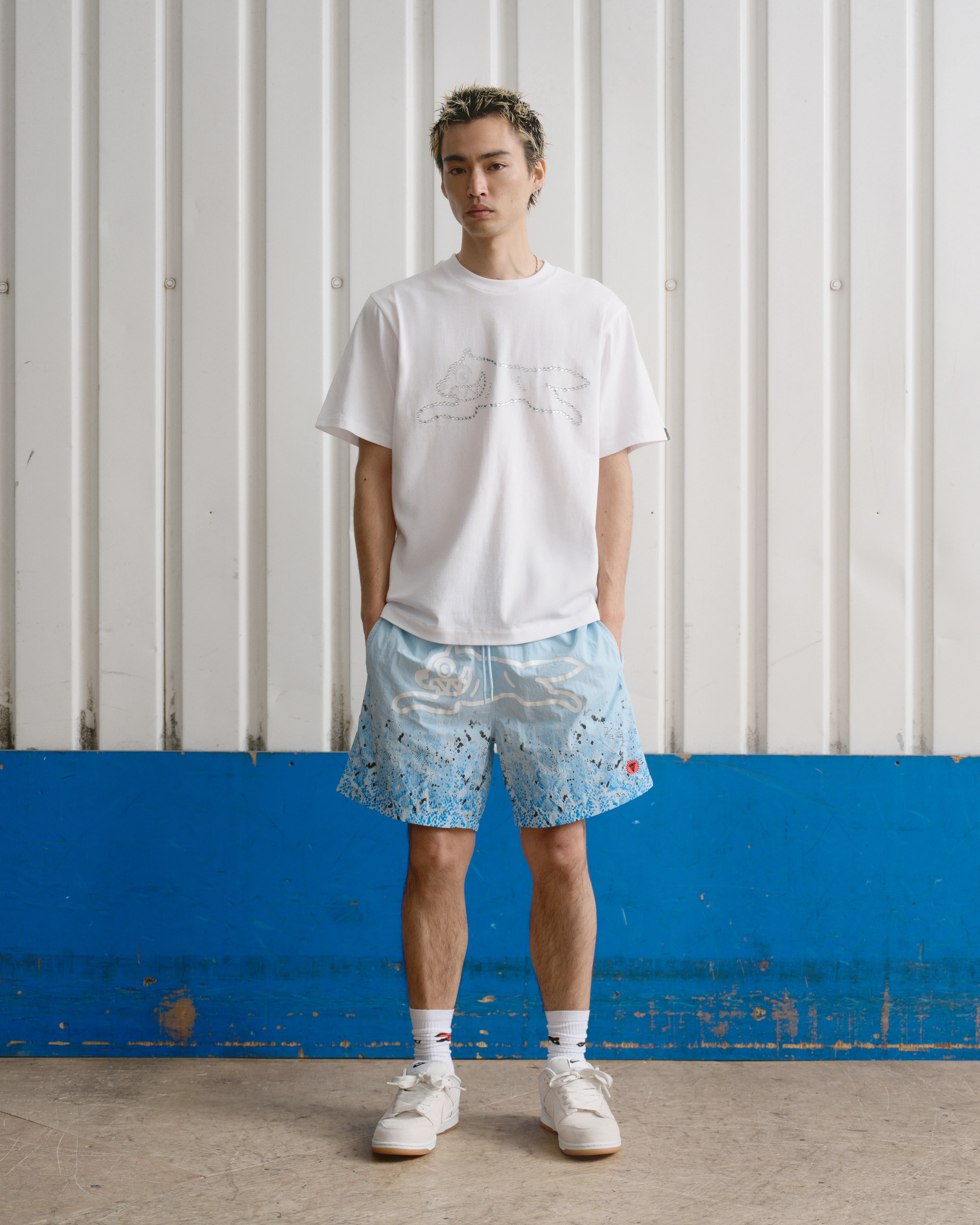 GRADIENT SNAKESKIN RUNNING DOG SWIM SHORTS - BLUE - Image 3