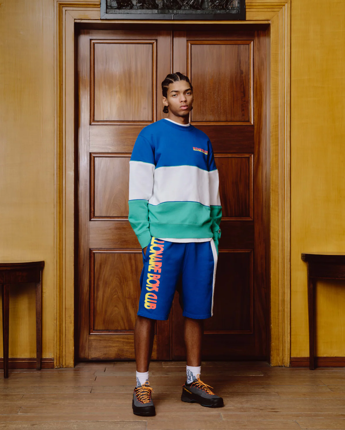 GREAT WAVE PANELLED SWEATSHORTS - BLUE - Image 3