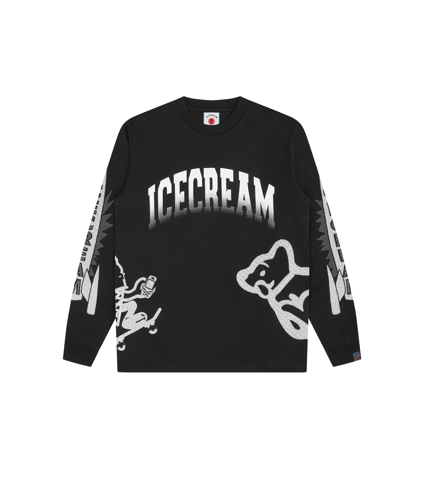 HALFTONE MULTI LOGO L/S T-SHIRT - BLACK