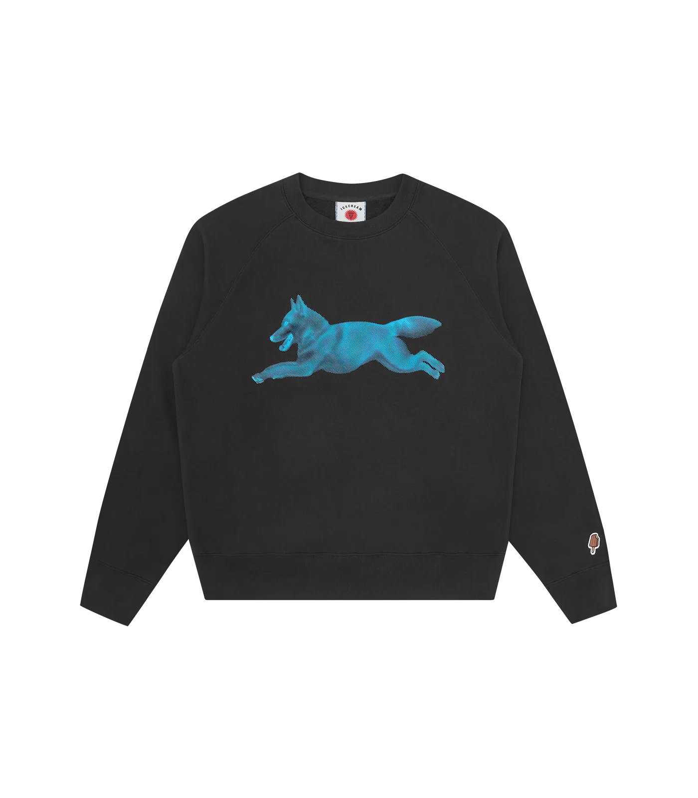 HALFTONE RUNNING DOG CREWNECK - BLACK