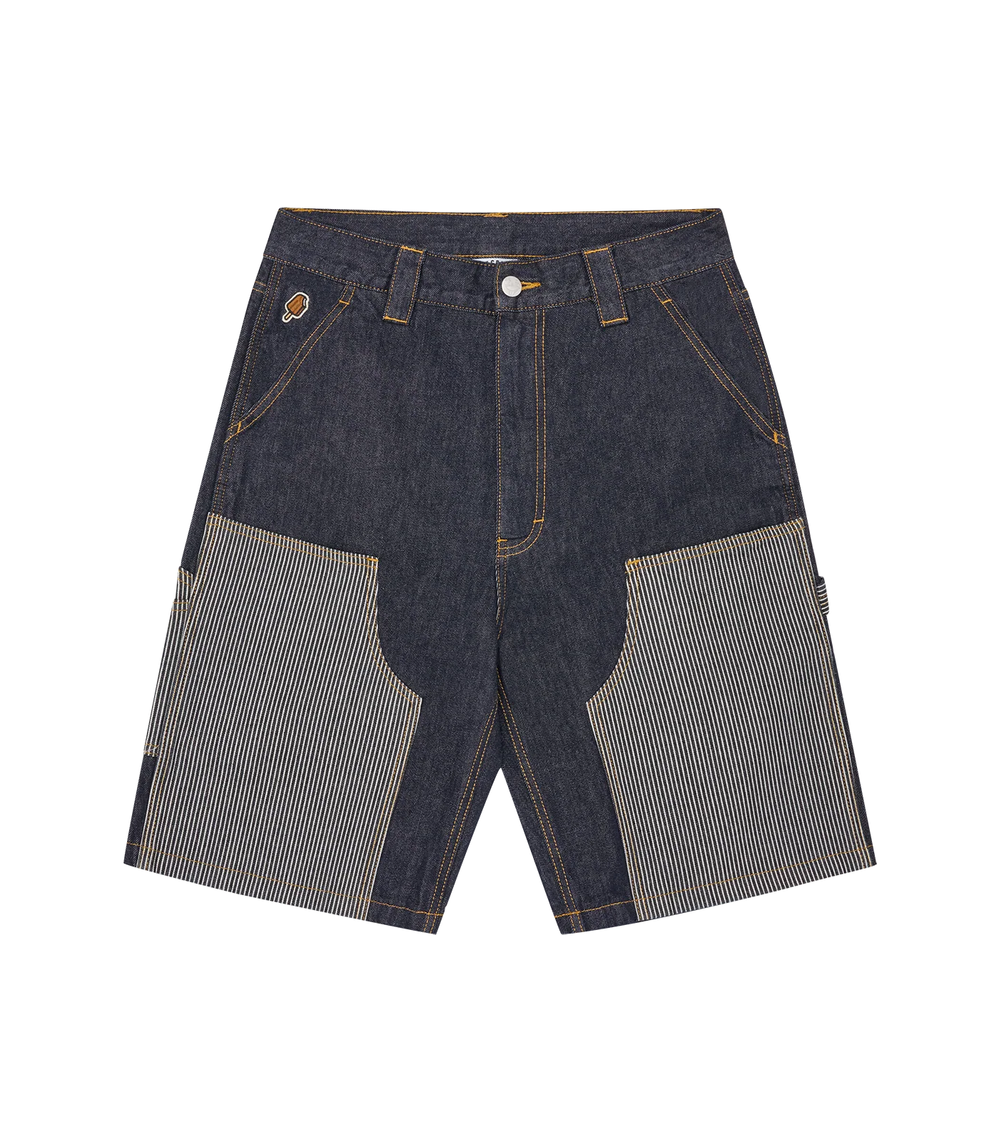 HICKORY PANEL DENIM CARPENTER SHORTS - INDIGO