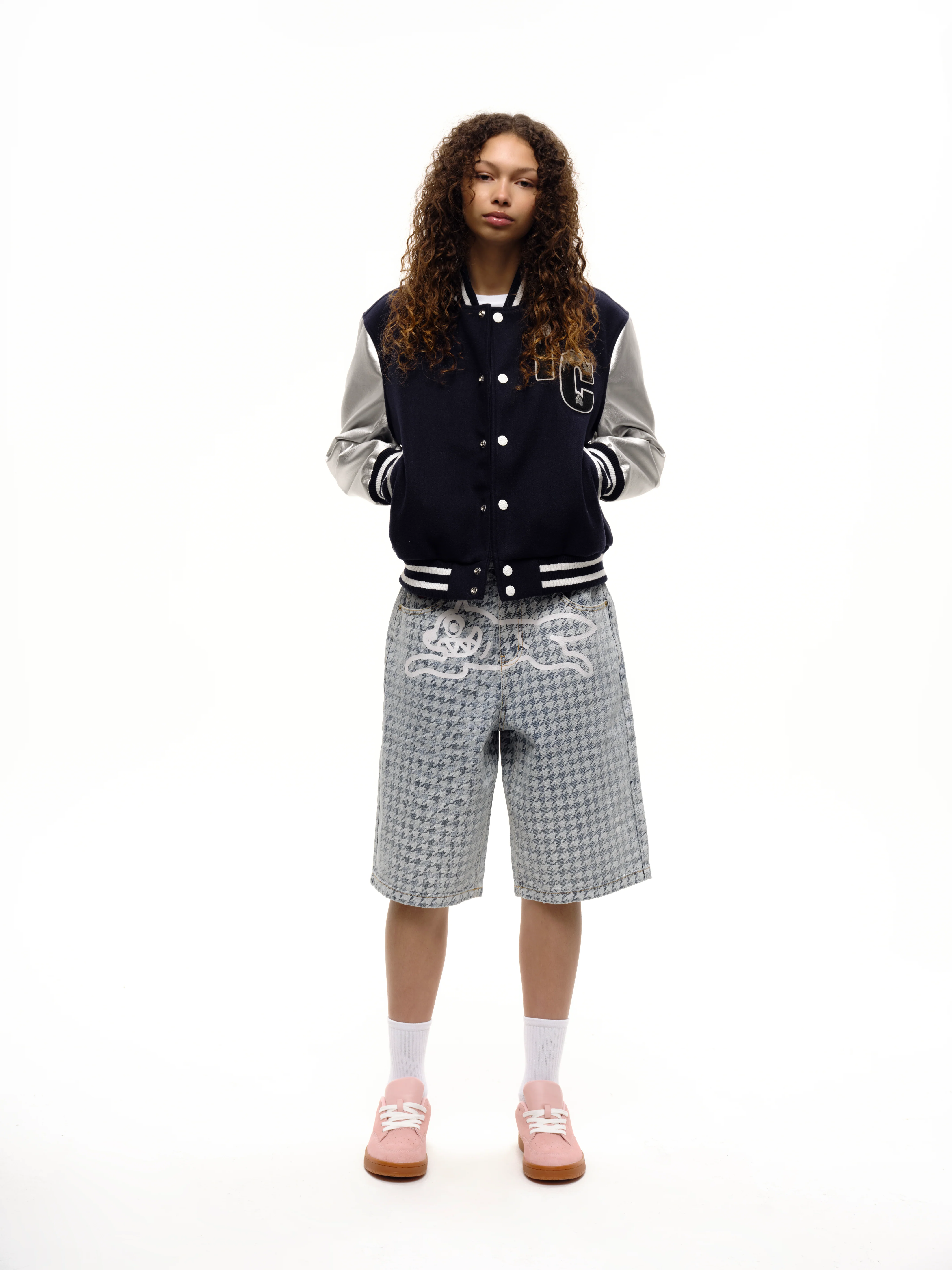 CHERRY VARSITY JACKET - NAVY/SILVER - Image 3