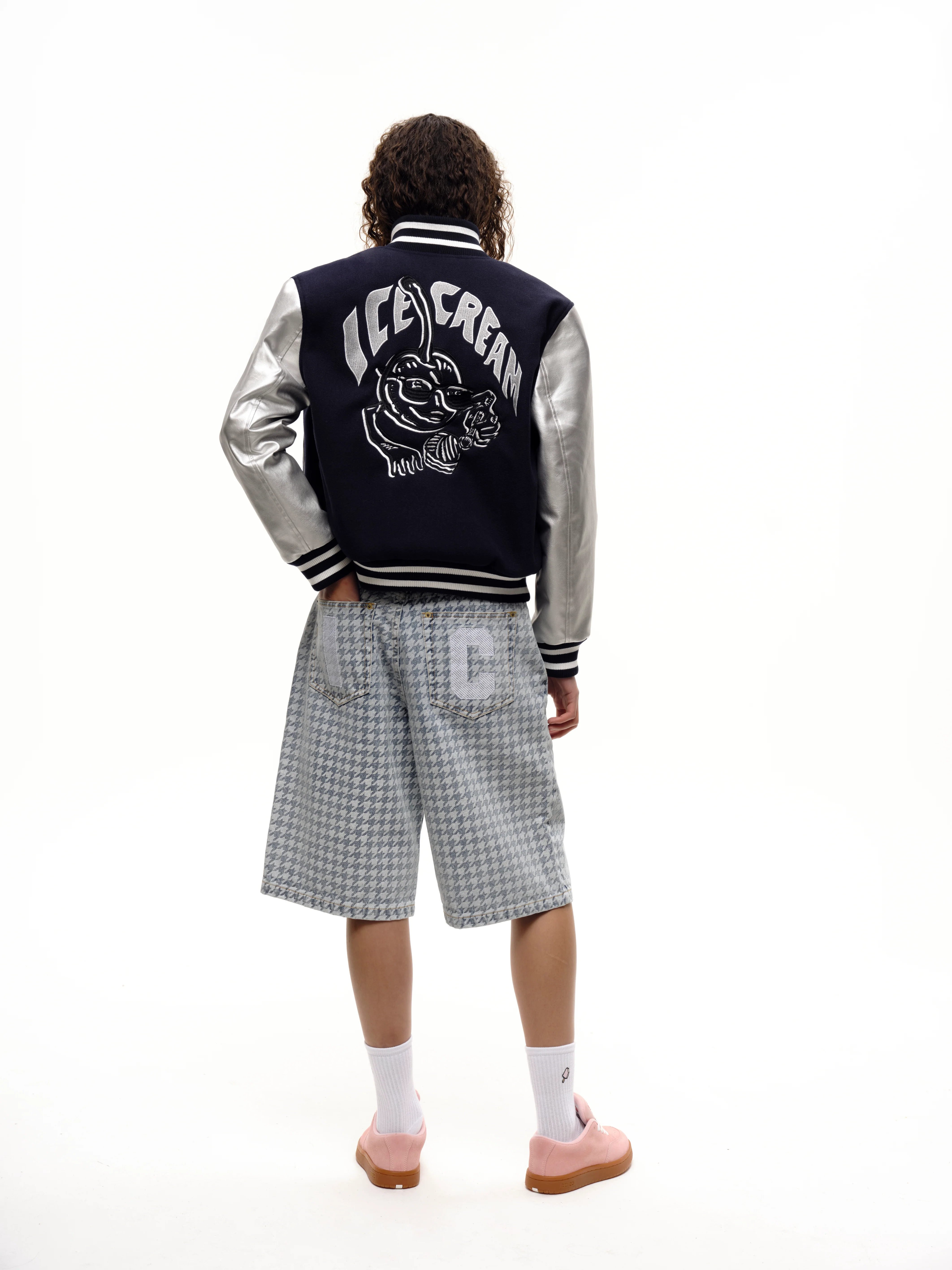 CHERRY VARSITY JACKET - NAVY/SILVER - Image 4