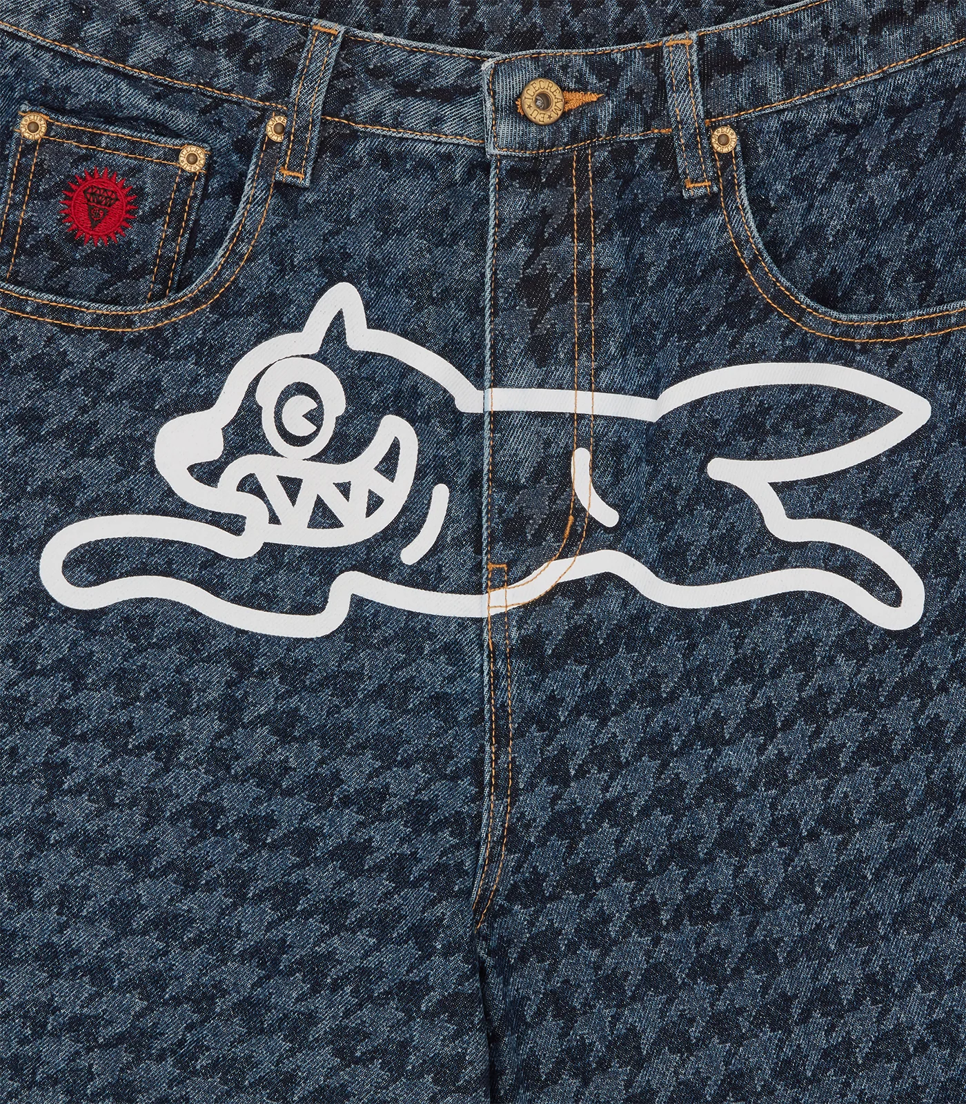 HOUNDSTOOTH RUNNING DOG JORTS - INDIGO - Image 4