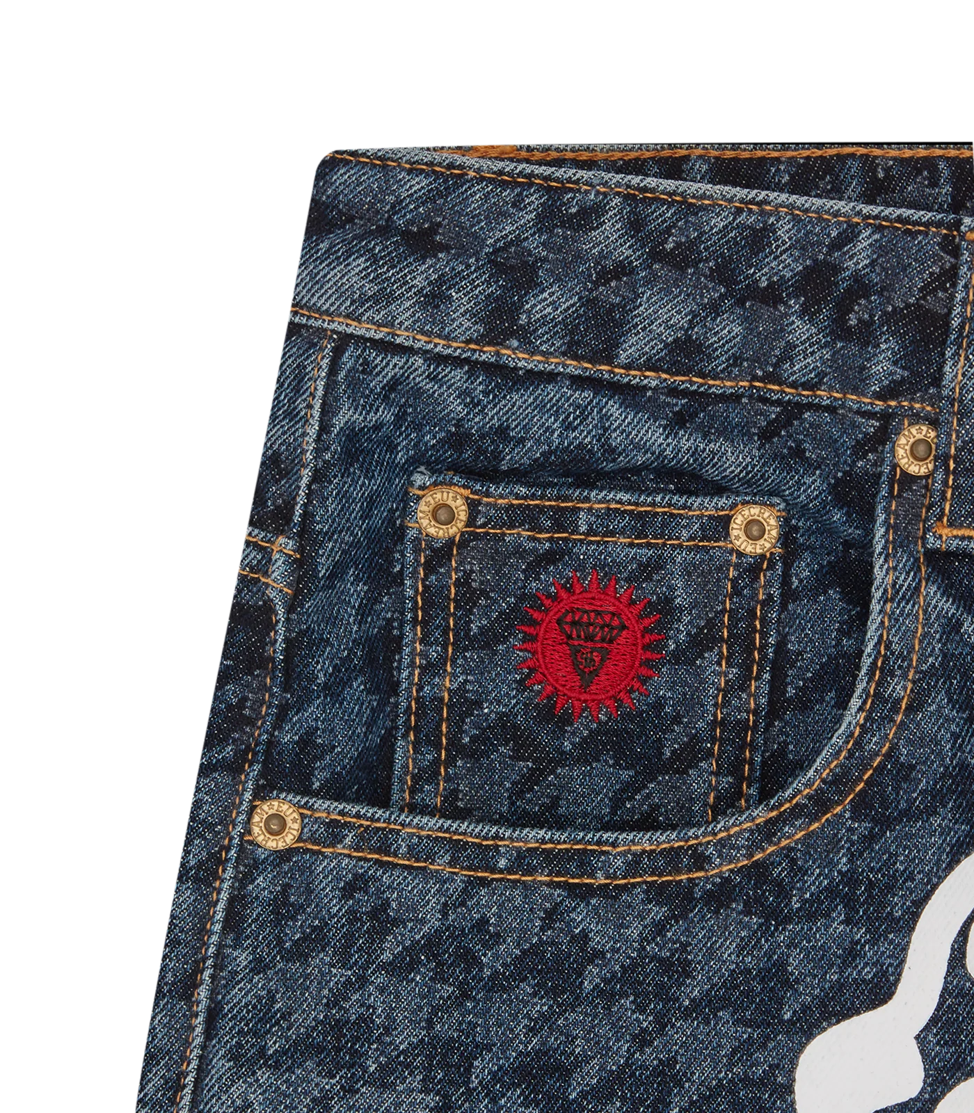 HOUNDSTOOTH RUNNING DOG JORTS - INDIGO - Image 5