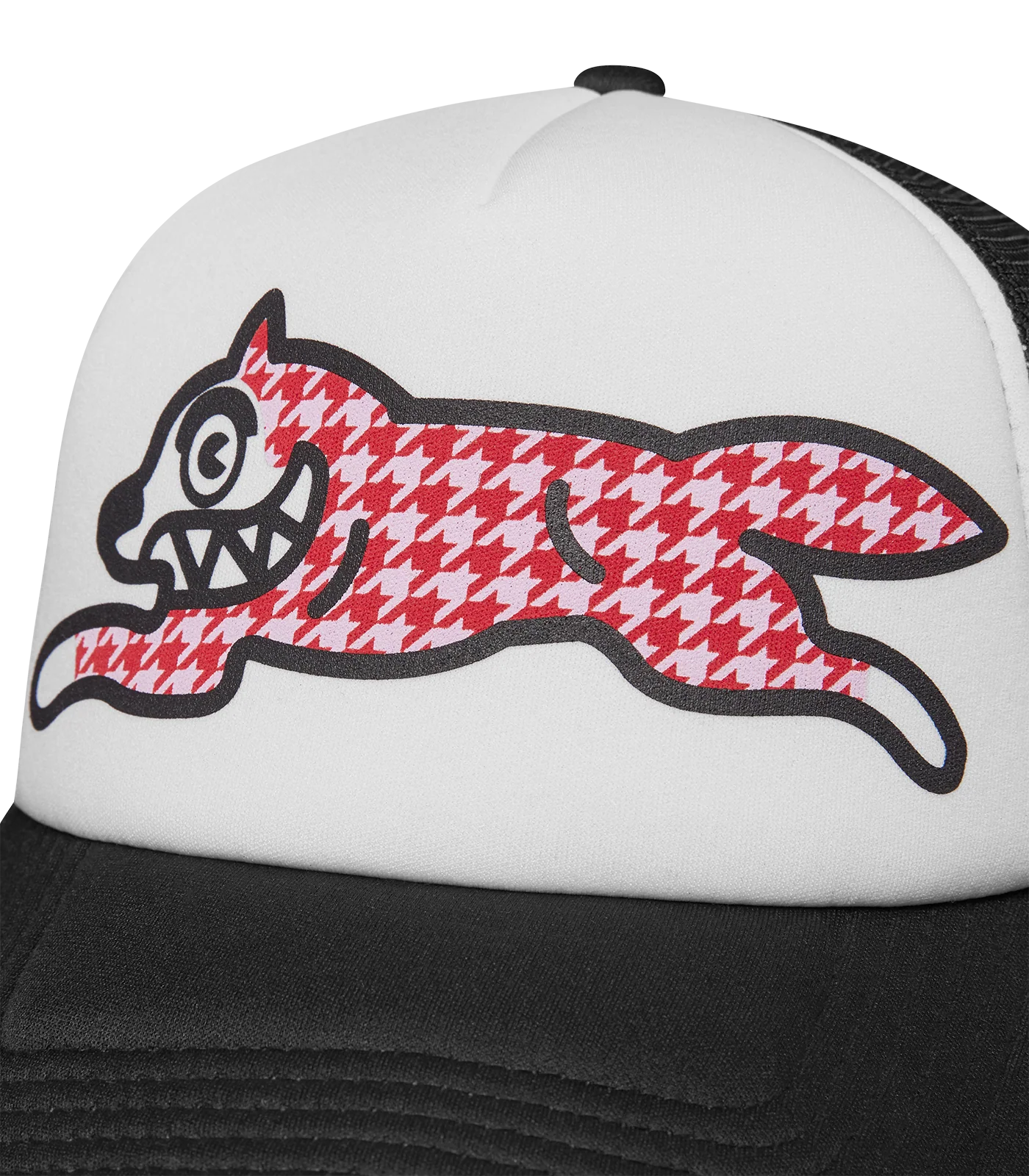 HOUNDSTOOTH RUNNING DOG TRUCKER CAP - BLACK - Image 3